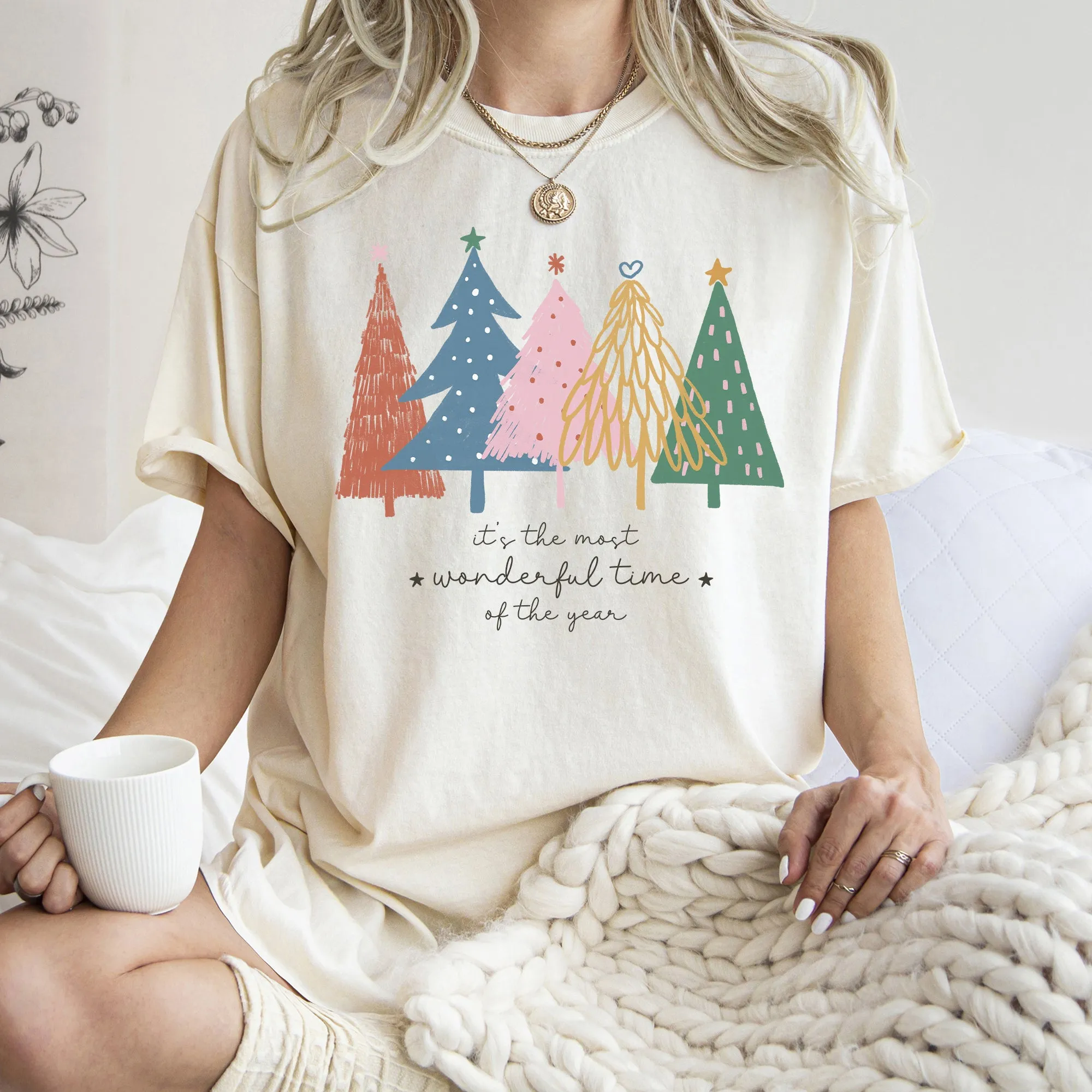 Most Wonderful Time Retro Christmas Trees, Colorful, Comfort Colors Tshirt sold by Refinery Number One product image thumbnail 2