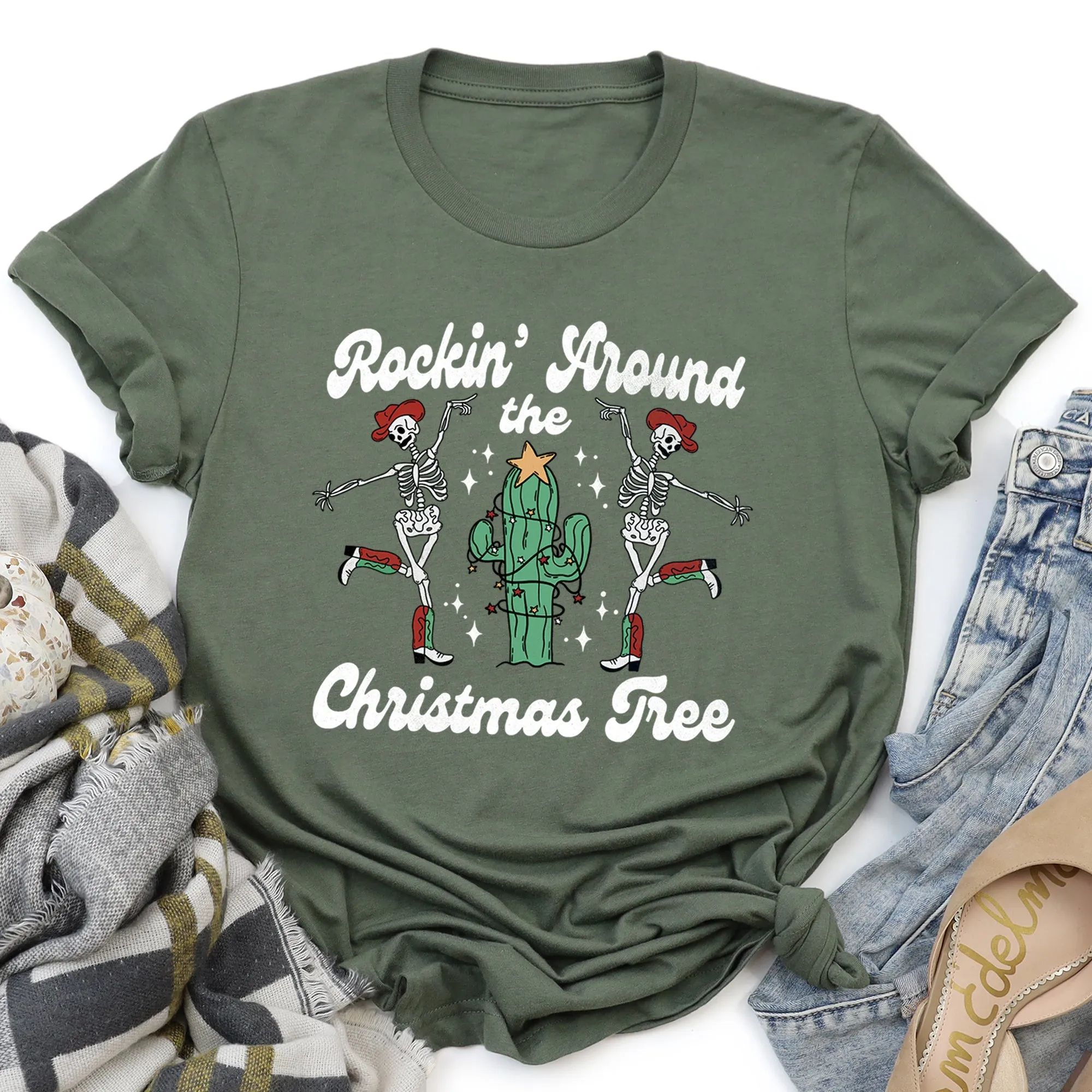 Rocking Around The Christmas Tree, Desert, Cactus, Dancing Skeletons Super Soft Tees sold by Refinery Number One product image thumbnail 5