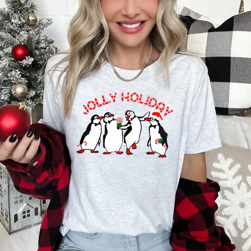 Jolly Holiday, Penguins, Christmas Super Soft Tees sold by Refinery Number One
