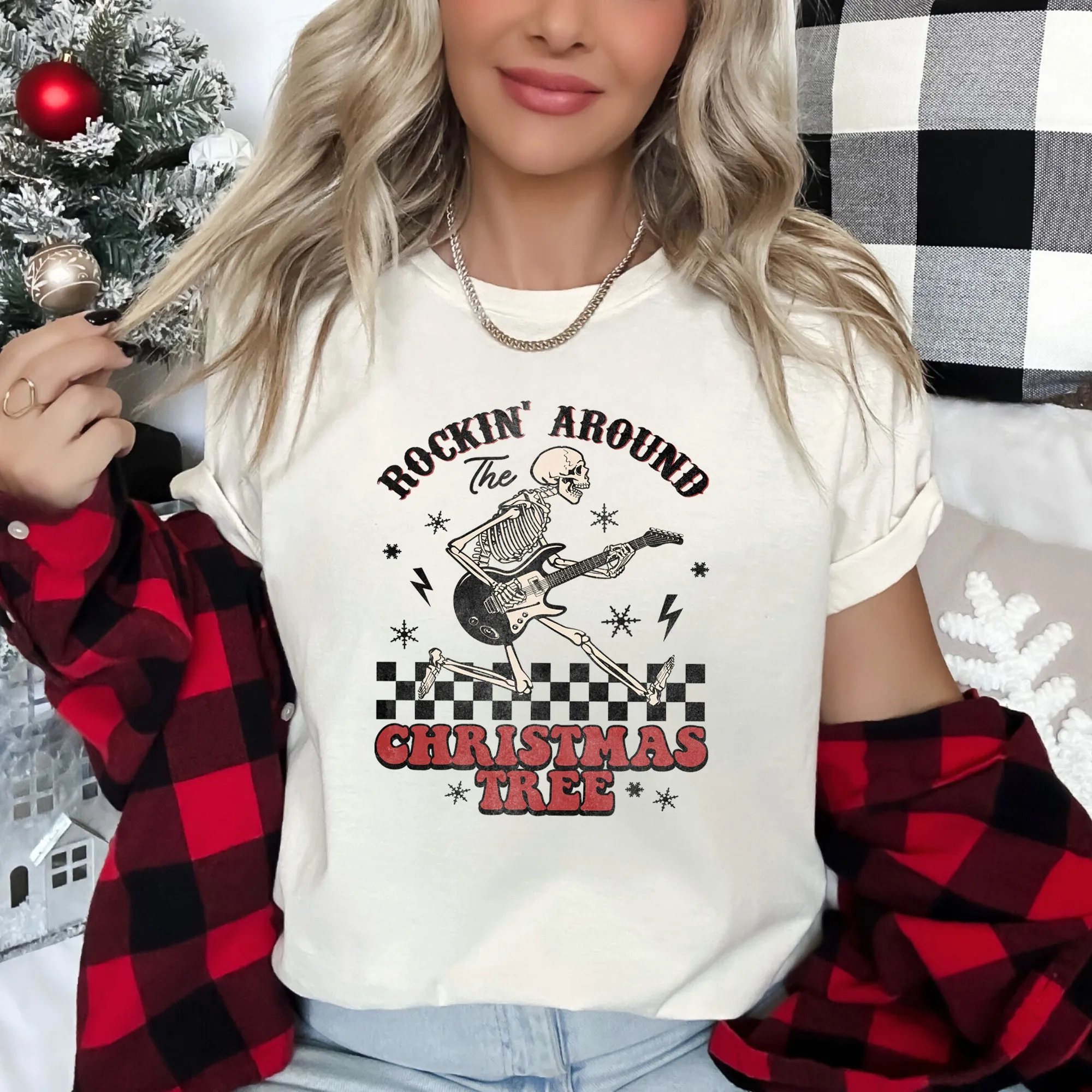 Rocking Around The Christmas Tree, Skeleton, Retro, Rock And Roll Super Soft Tees sold by Refinery Number One product image thumbnail 2