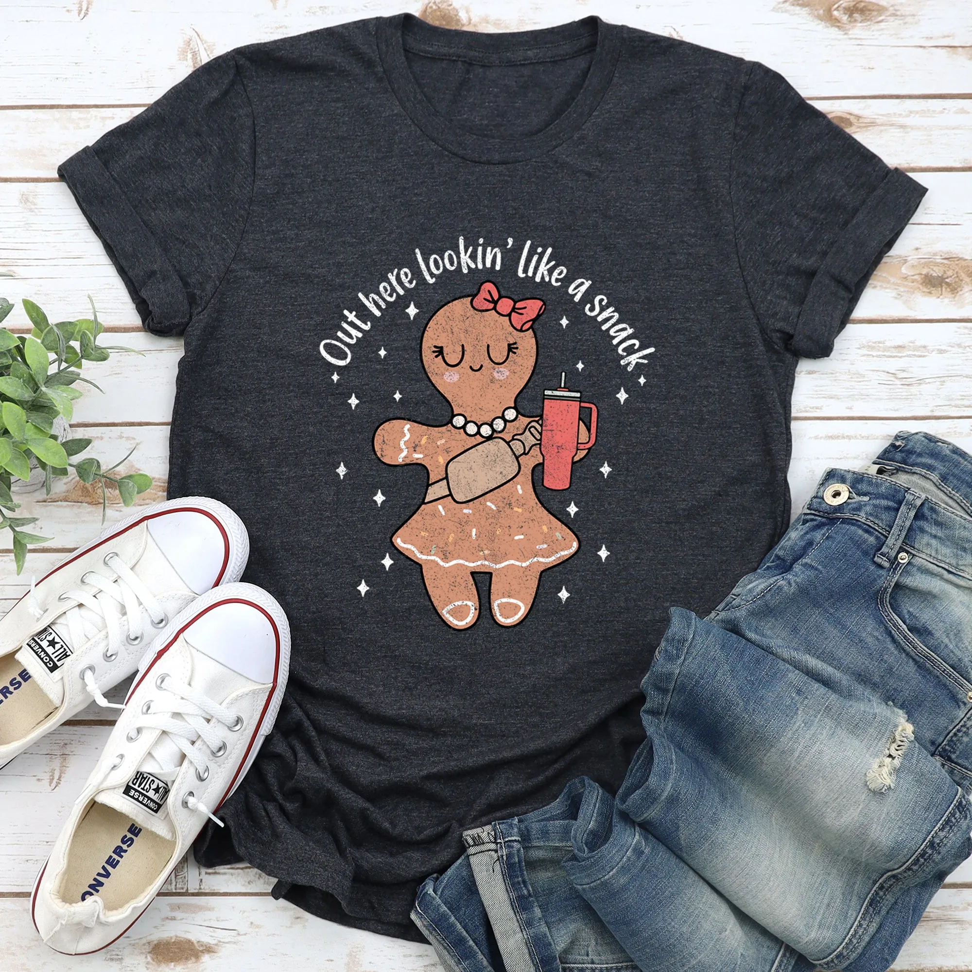 Out Here Looking Like A Snack, Gingerbread Girl, Stanley, Christmas Super Soft Tees sold by Refinery Number One product image thumbnail 3