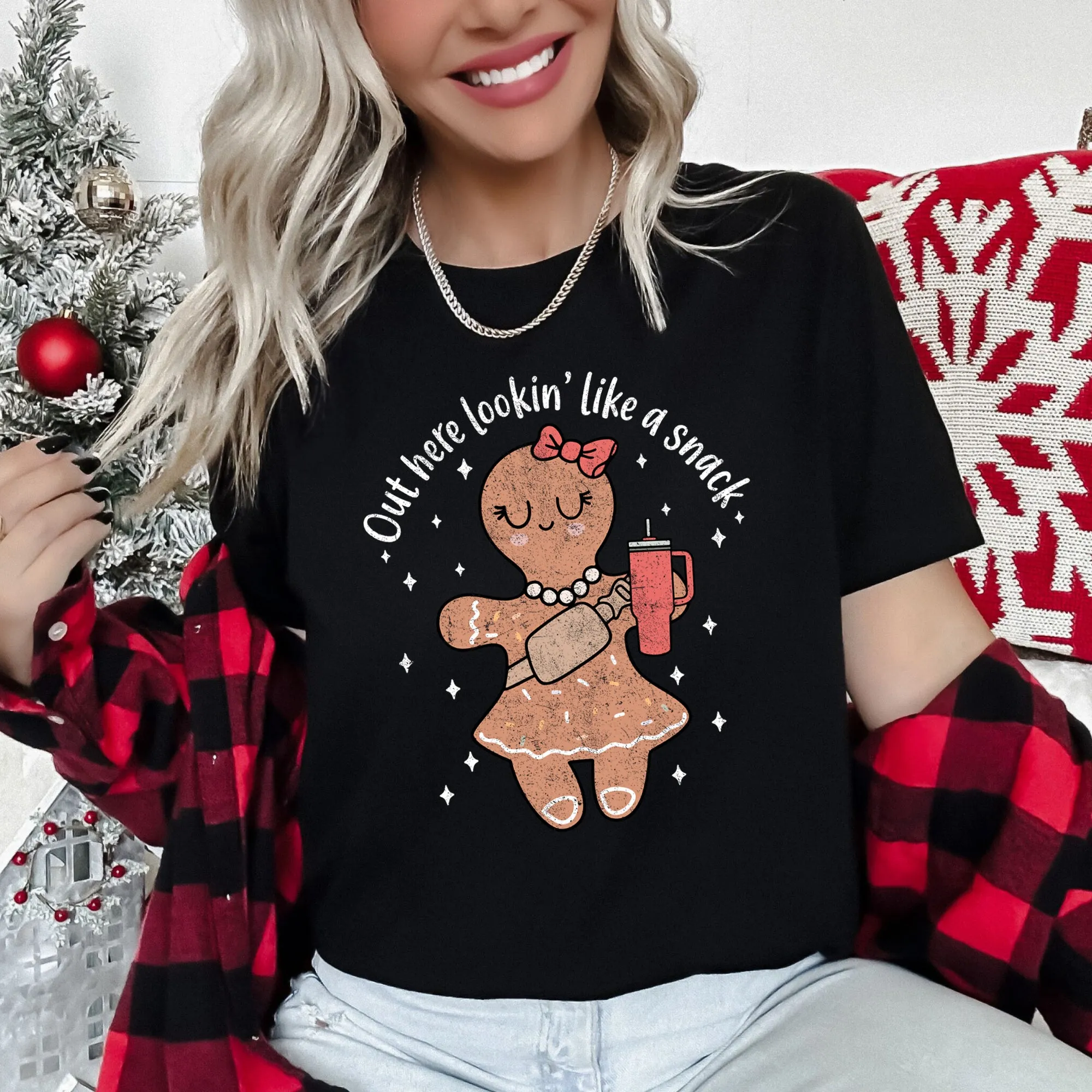 Out Here Looking Like A Snack, Gingerbread Girl, Stanley, Christmas Super Soft Tees sold by Refinery Number One