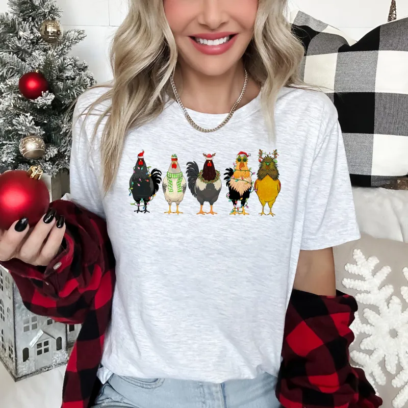 Christmas Chickens, Chicken Lovers, Santa, Farm Life Super Soft Tees sold by Refinery Number One