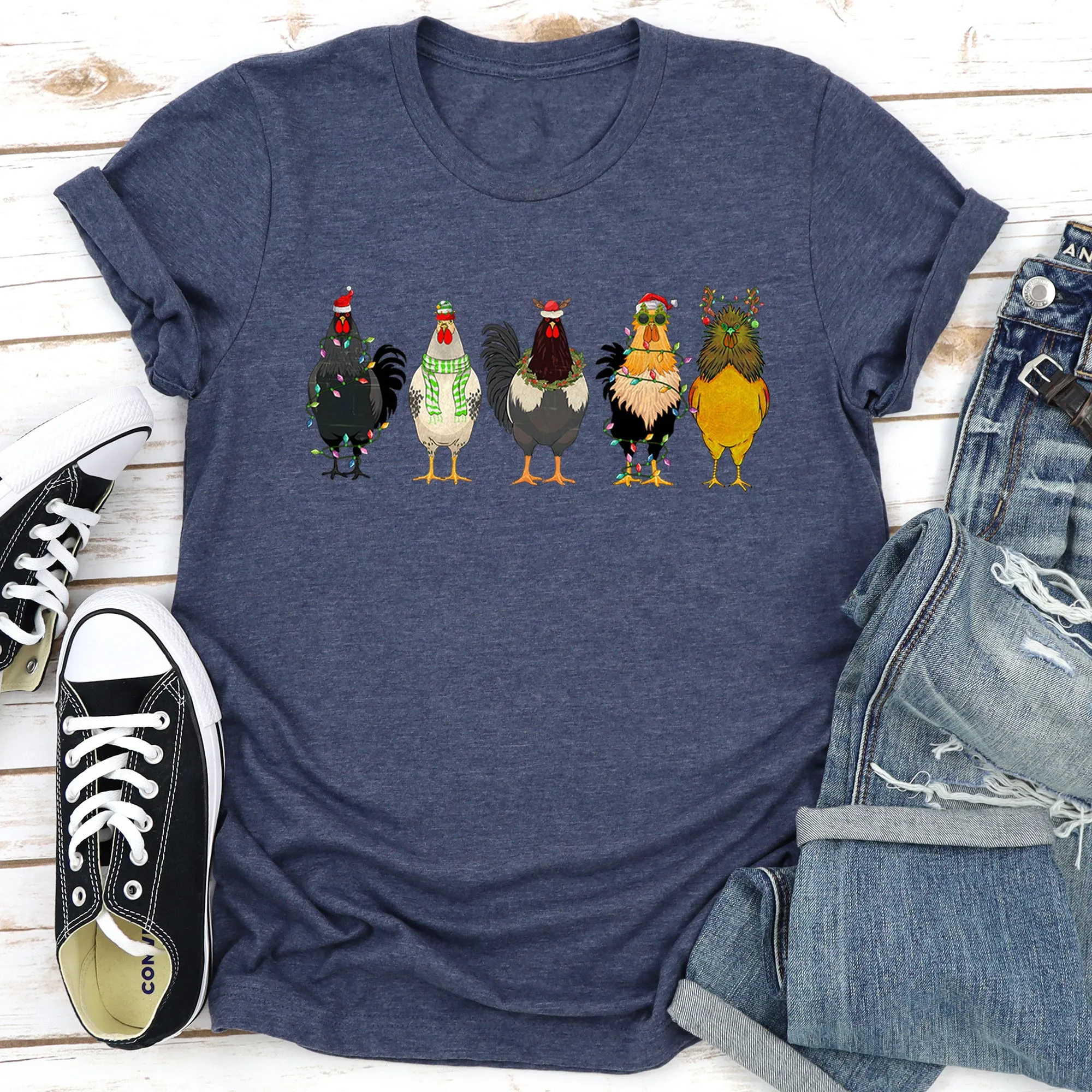 Christmas Chickens, Chicken Lovers, Santa, Farm Life Super Soft Tees sold by Refinery Number One product image thumbnail 4