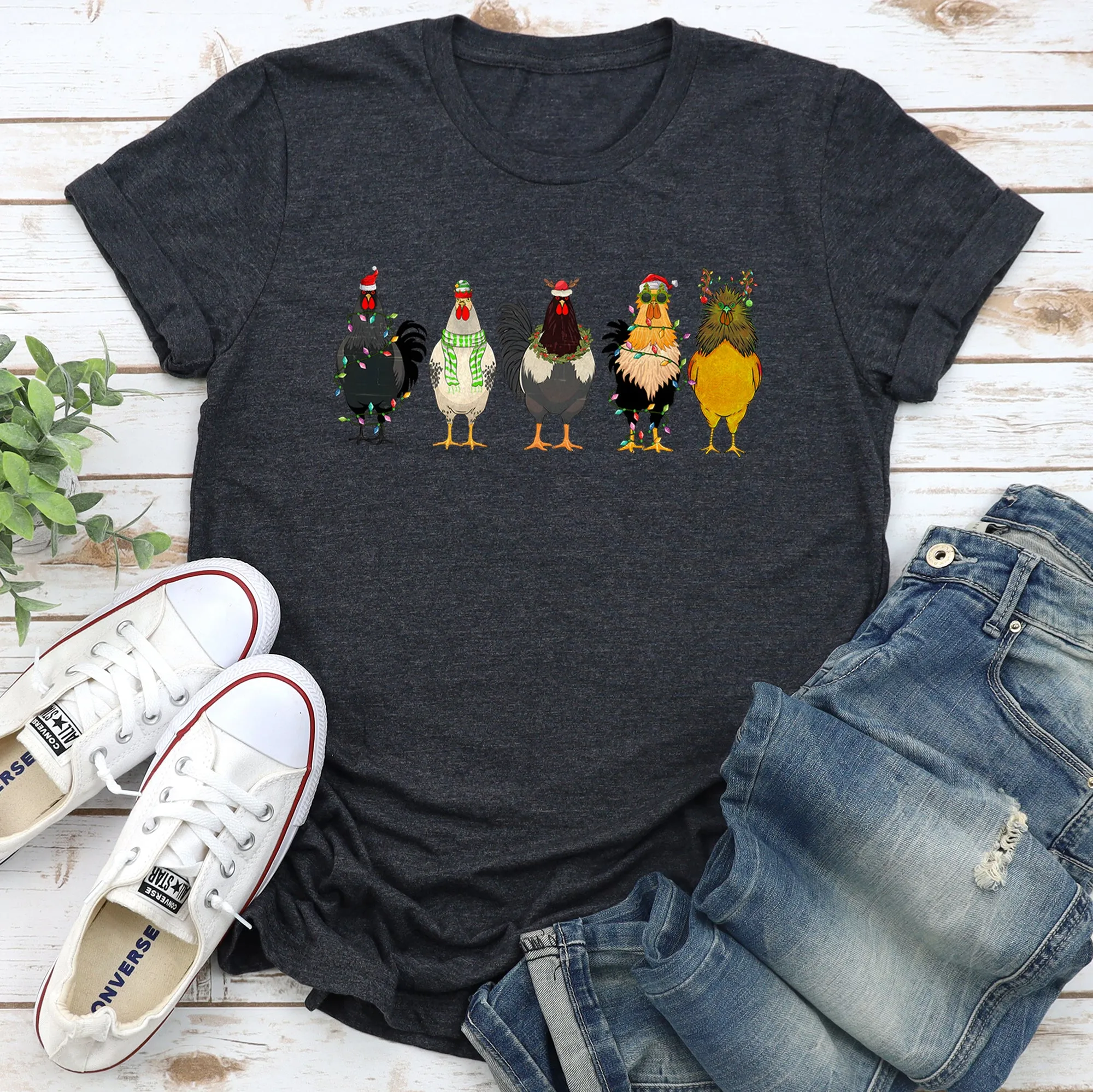 Christmas Chickens, Chicken Lovers, Santa, Farm Life Super Soft Tees sold by Refinery Number One product image thumbnail 3