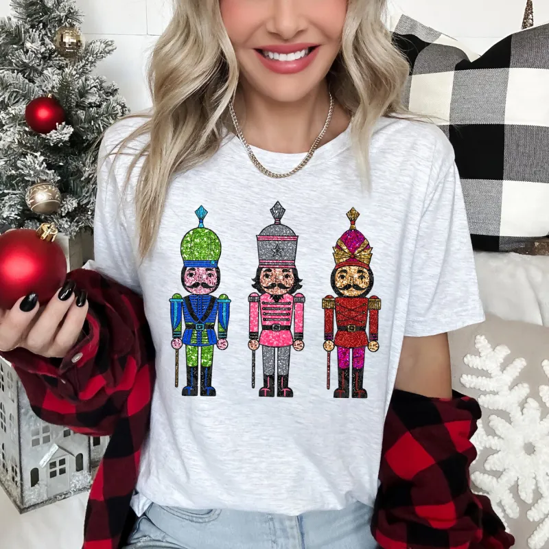 Sparkly Nutcrackers, Glitter Effect, Christmas Super Soft Tees sold by Refinery Number One