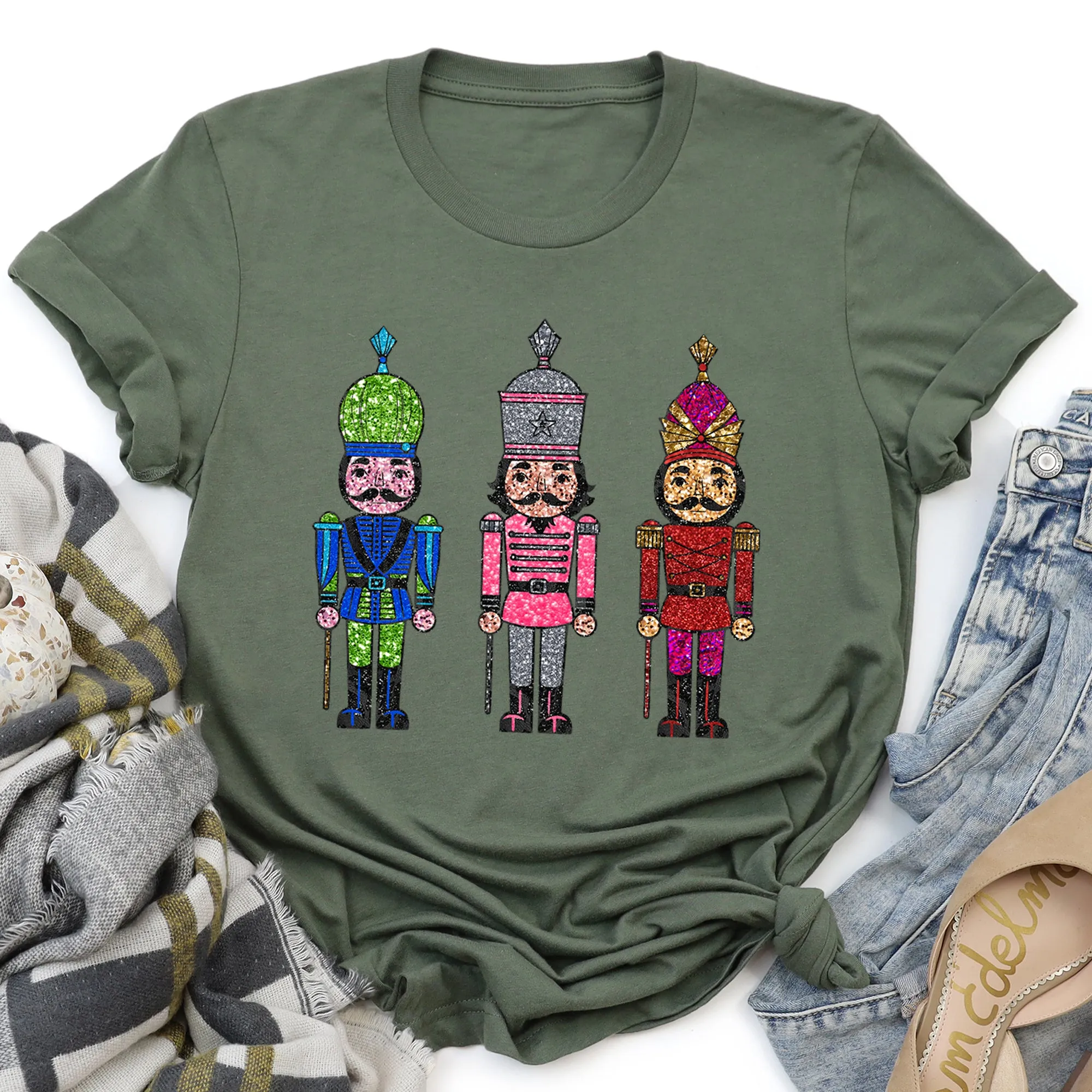 Sparkly Nutcrackers, Glitter Effect, Christmas Super Soft Tees sold by Refinery Number One product image thumbnail 5