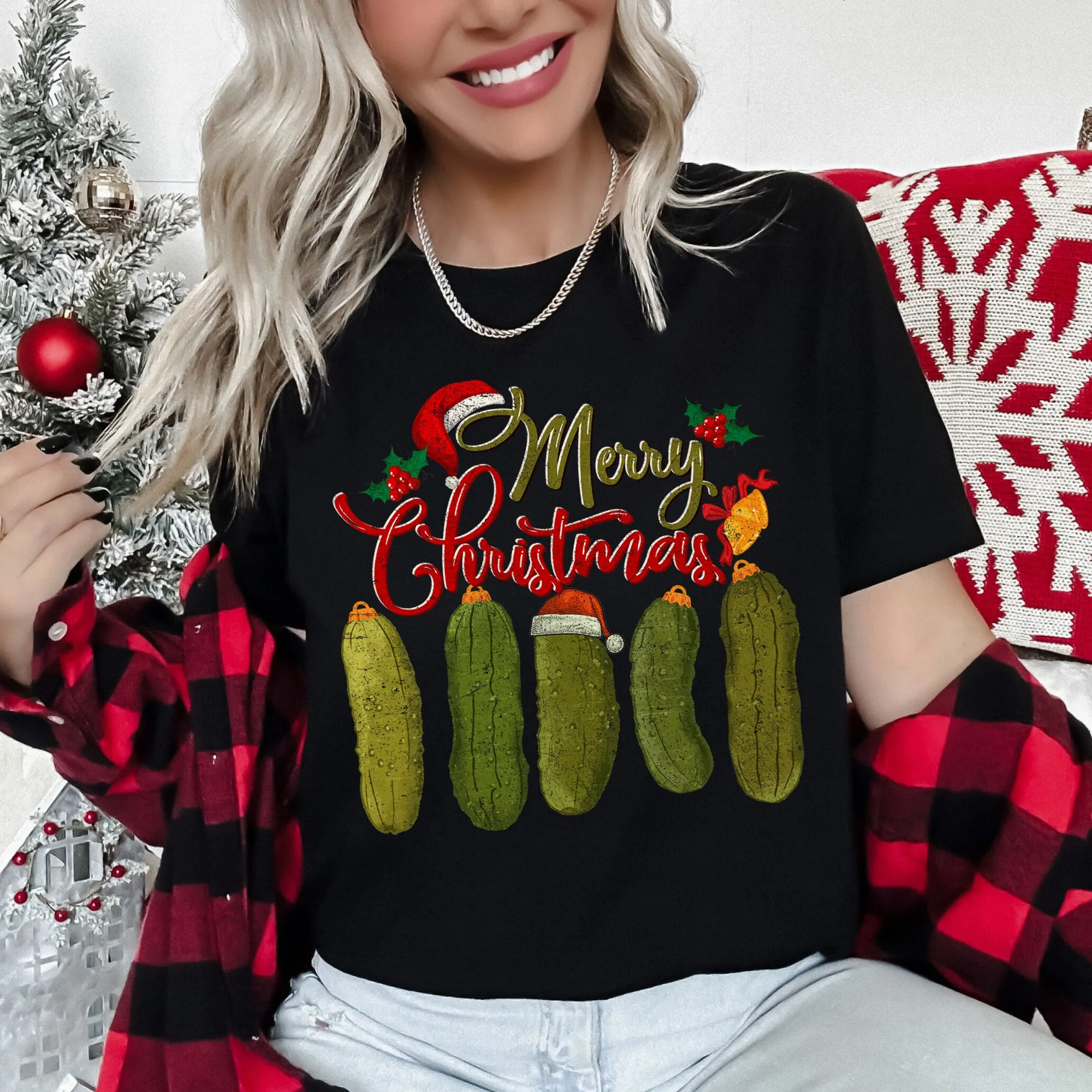 Merry Christmas Pickles, Classic, Retro, Vintage Super Soft Tees sold by Refinery Number One product image thumbnail 2