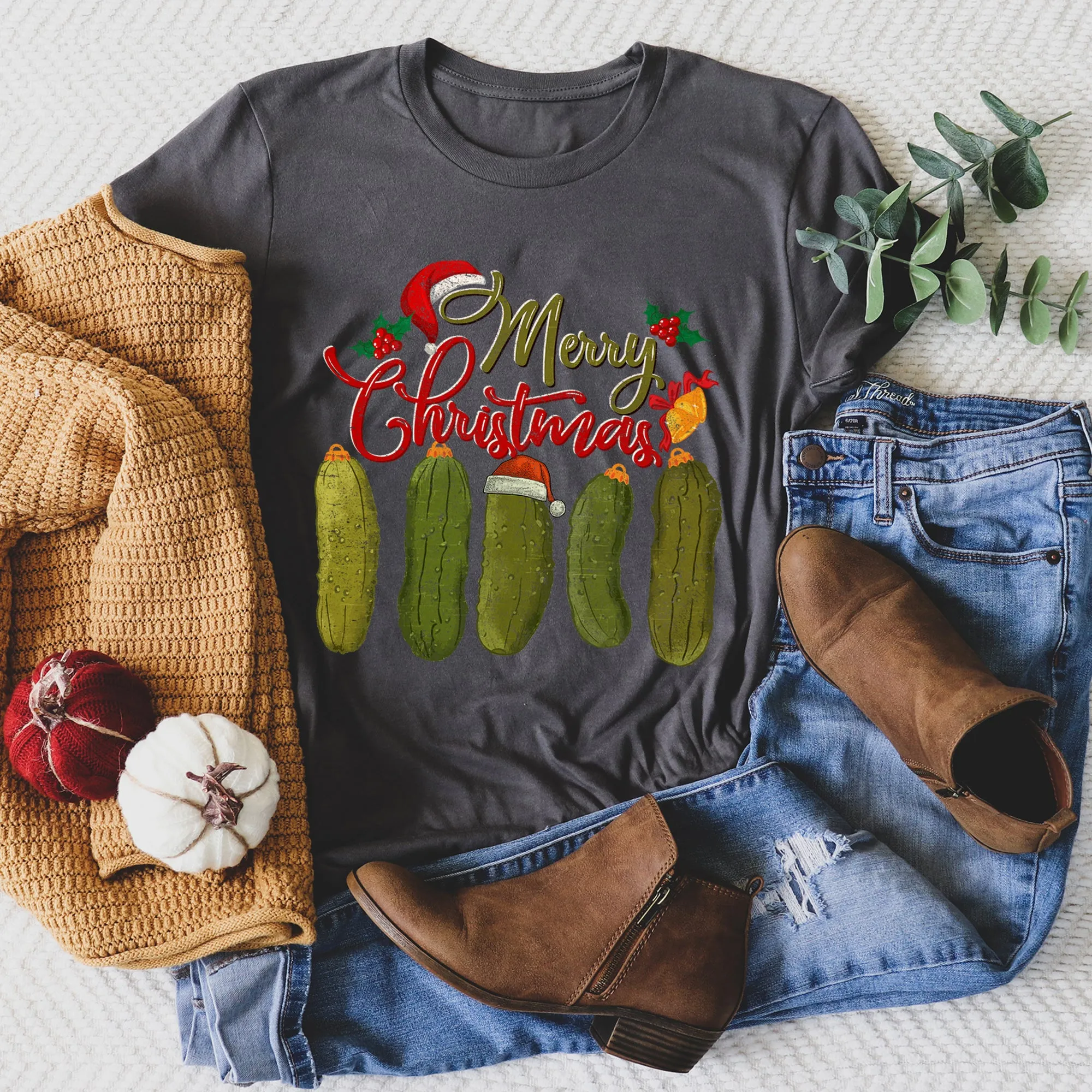Merry Christmas Pickles, Classic, Retro, Vintage Super Soft Tees sold by Refinery Number One product image thumbnail 3