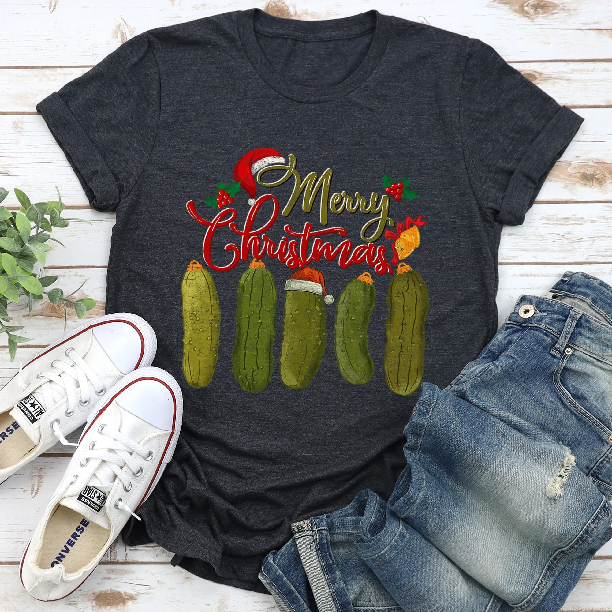 Merry Christmas Pickles, Classic, Retro, Vintage Super Soft Tees sold by Refinery Number One product image thumbnail 4