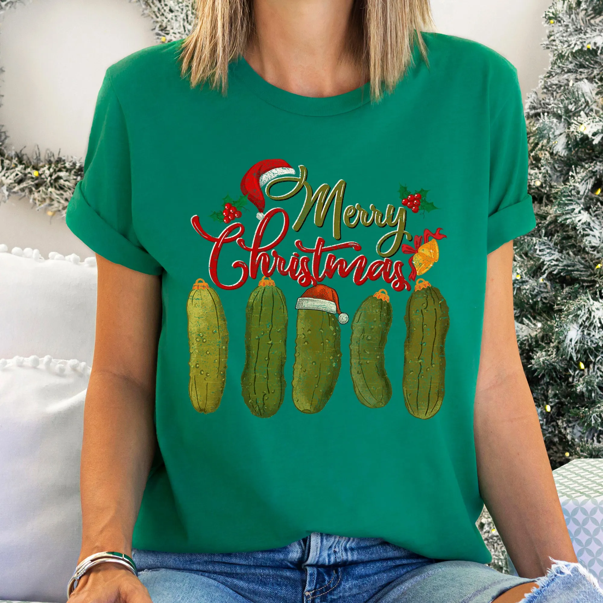 Merry Christmas Pickles, Classic, Retro, Vintage Super Soft Tees sold by Refinery Number One product image thumbnail 5