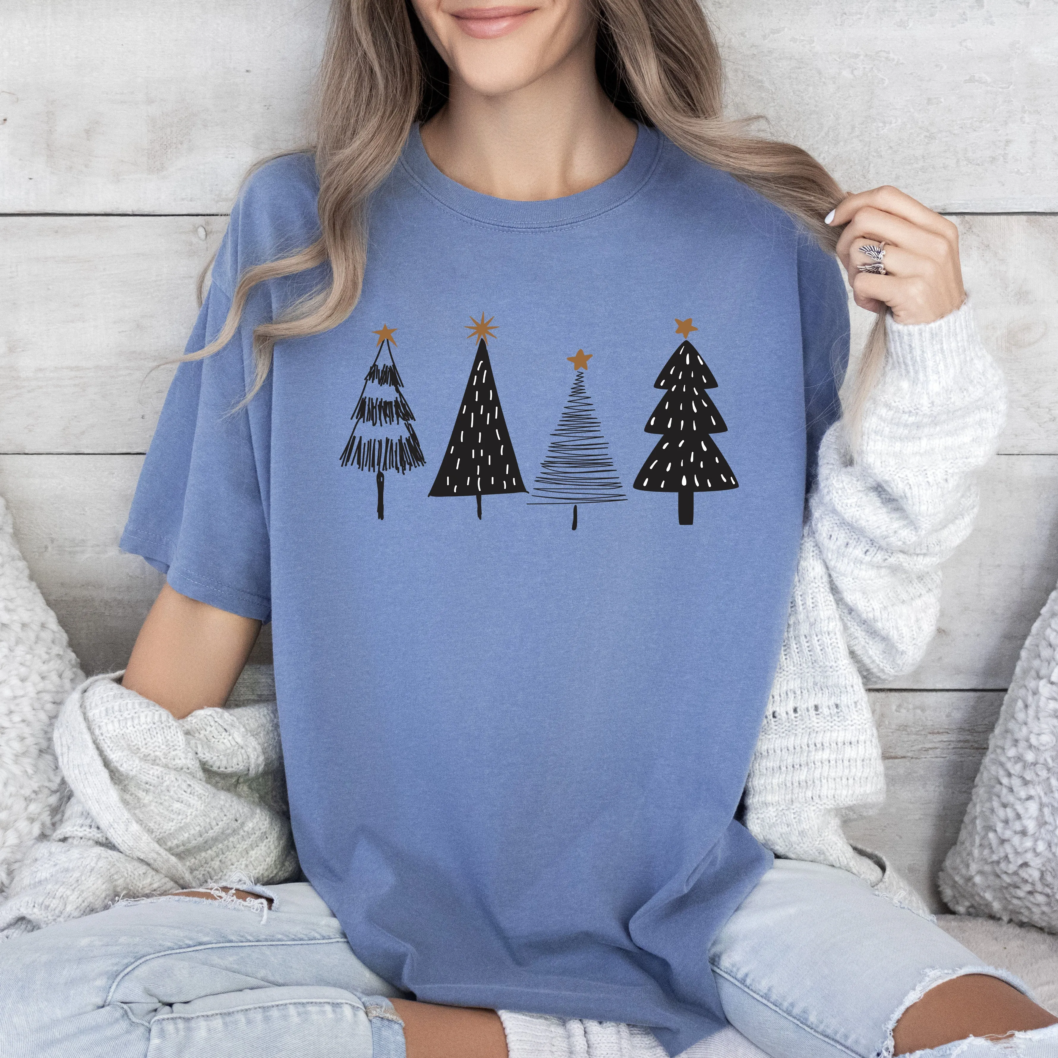 Chic Christmas Trees Comfort Colors Tshirt, Bright Christmas Trees Shirt sold by Refinery Number One product image thumbnail 5