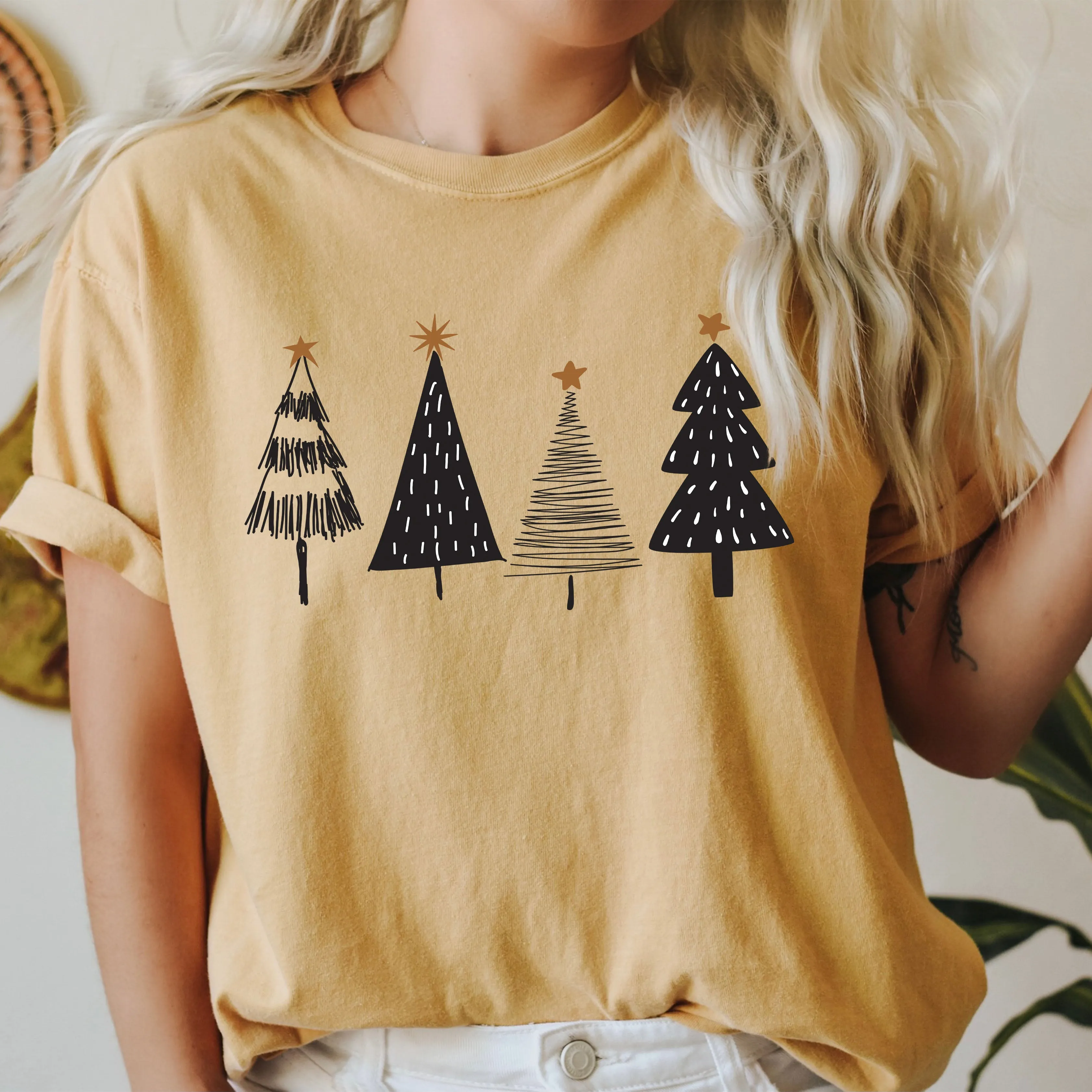 Chic Christmas Trees Comfort Colors Tshirt, Bright Christmas Trees Shirt sold by Refinery Number One product image thumbnail 2