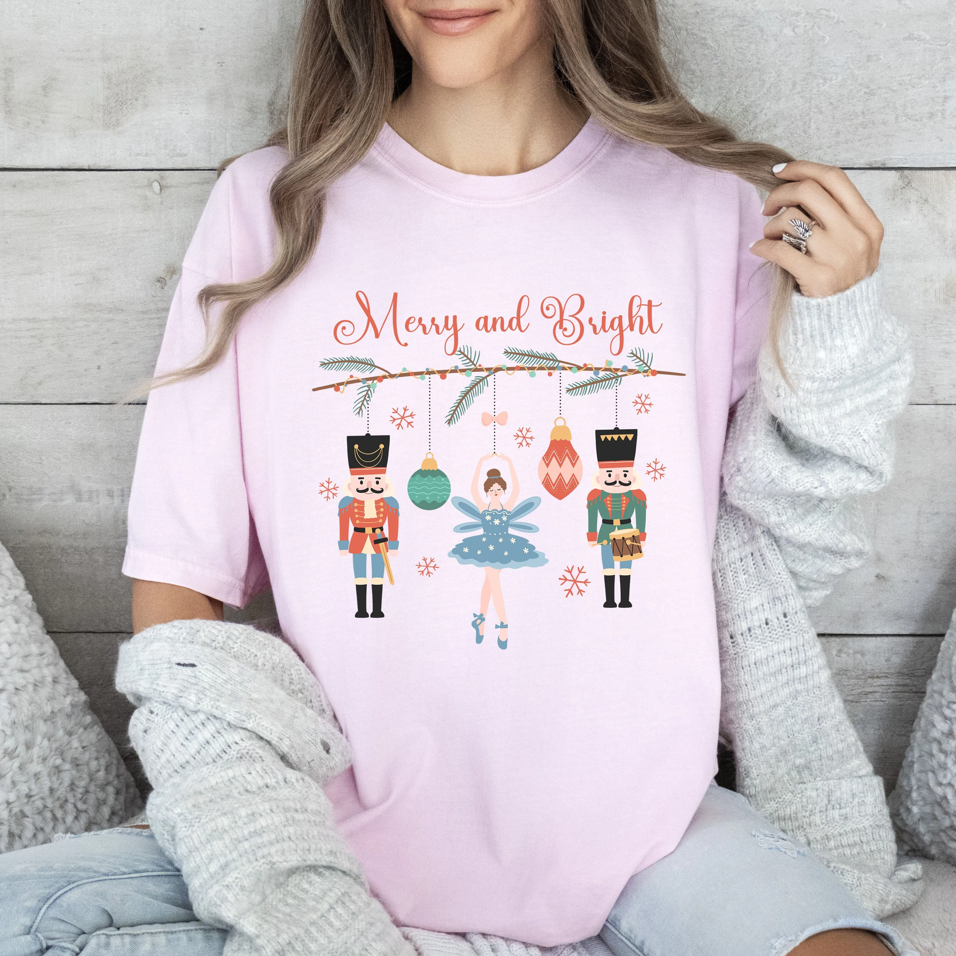 Merry and Bright Nutcracker Comfort Colors Tshirt, Vintage Nutcracker Christmas Shirt sold by Refinery Number One product image thumbnail 2