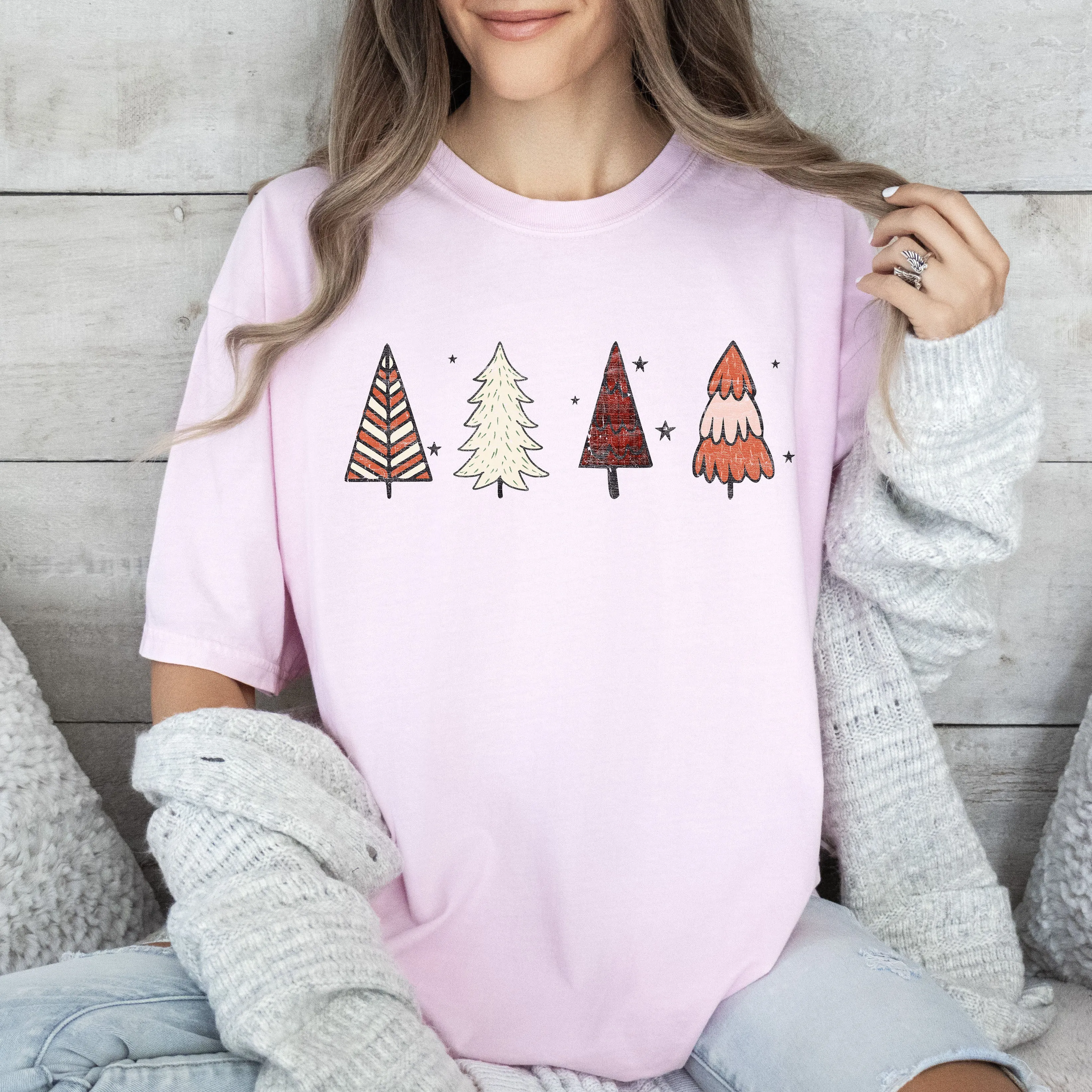 Cute Winter Trees Comfort Colors Tshirt, Vintage Trees Christmas Shirt sold by Refinery Number One product image thumbnail 4