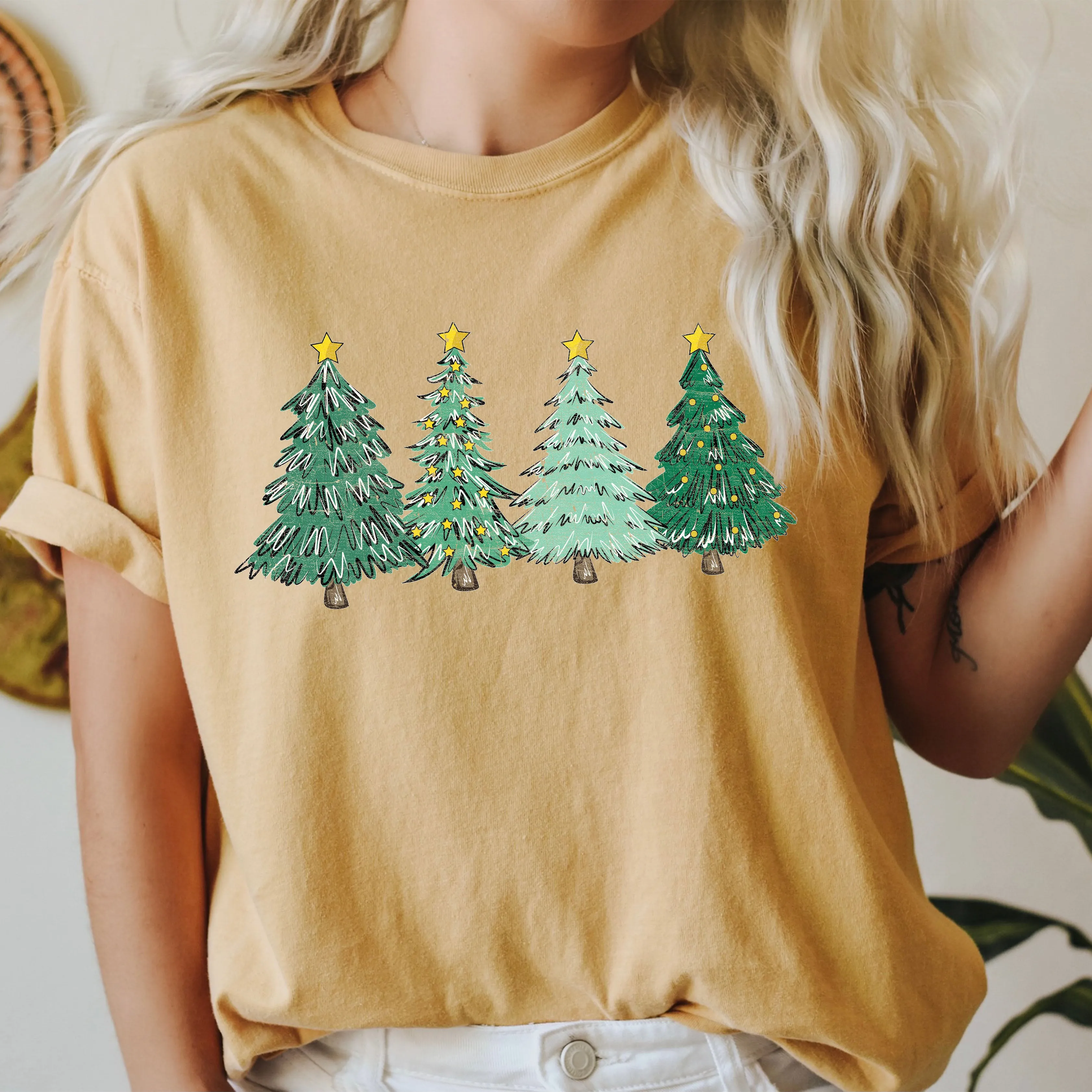 Retro Christmas Trees Comfort Colors Tshirt, Vintage Christmas Trees Shirt sold by Refinery Number One product image thumbnail 2