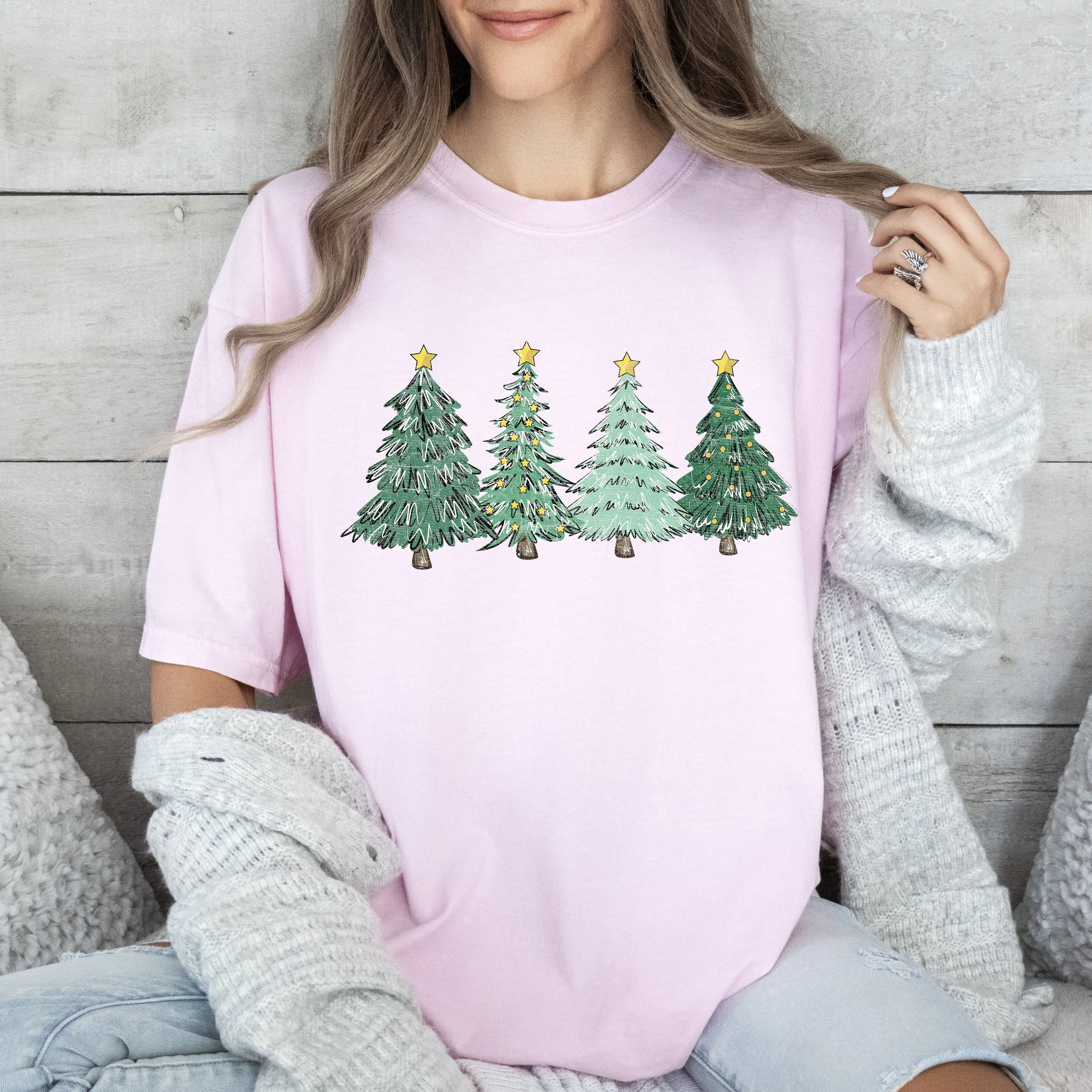 Retro Christmas Trees Comfort Colors Tshirt, Vintage Christmas Trees Shirt sold by Refinery Number One product image thumbnail 4