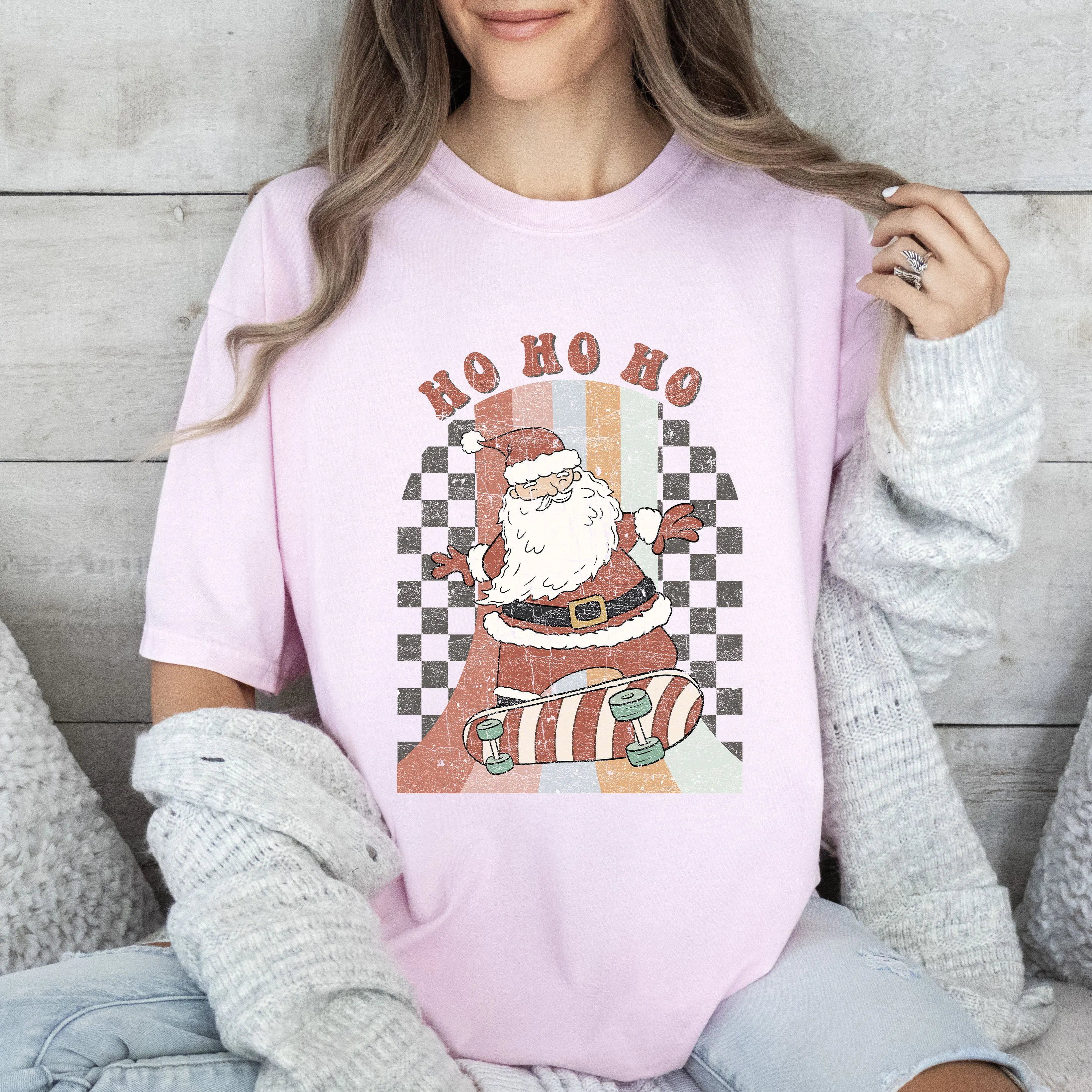 Retro Ho Ho Ho Santa Comfort Colors Tshirt, Vintage Christmas Santa Shirt sold by Refinery Number One product image thumbnail 4