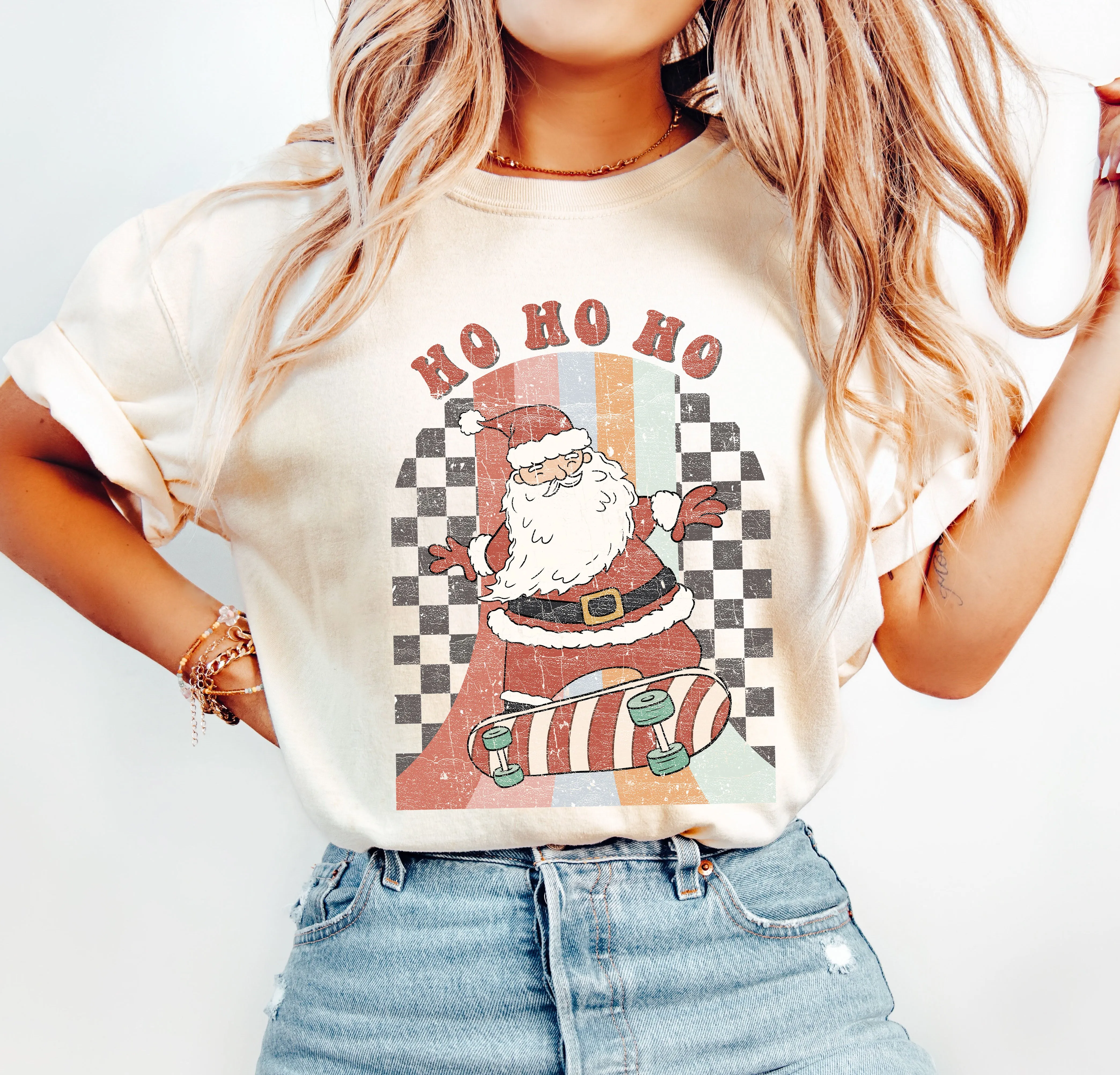 Retro Ho Ho Ho Santa Comfort Colors Tshirt, Vintage Christmas Santa Shirt sold by Refinery Number One