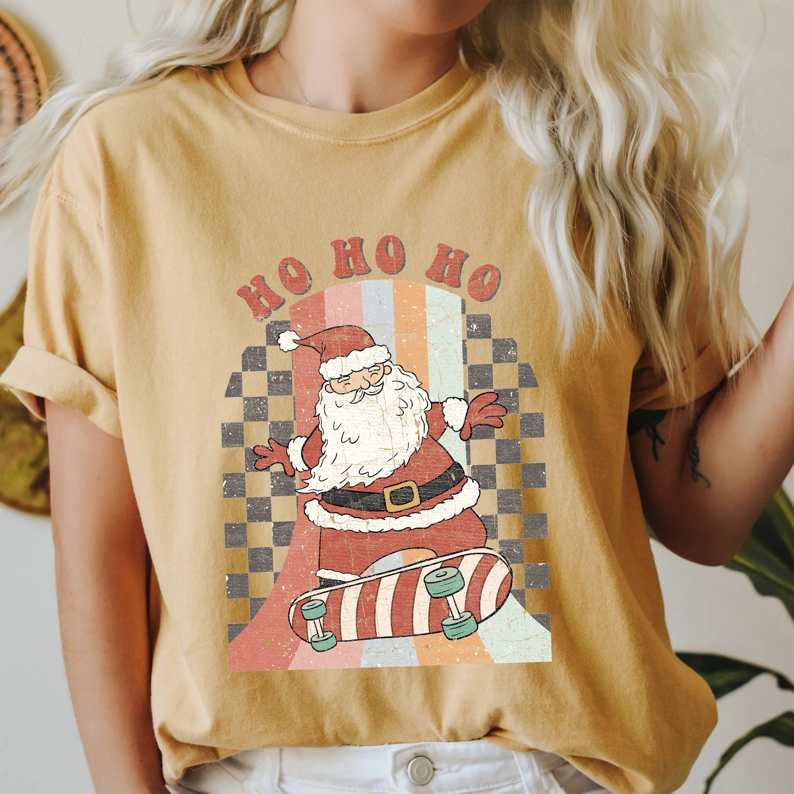 Retro Ho Ho Ho Santa Comfort Colors Tshirt, Vintage Christmas Santa Shirt sold by Refinery Number One product image thumbnail 3