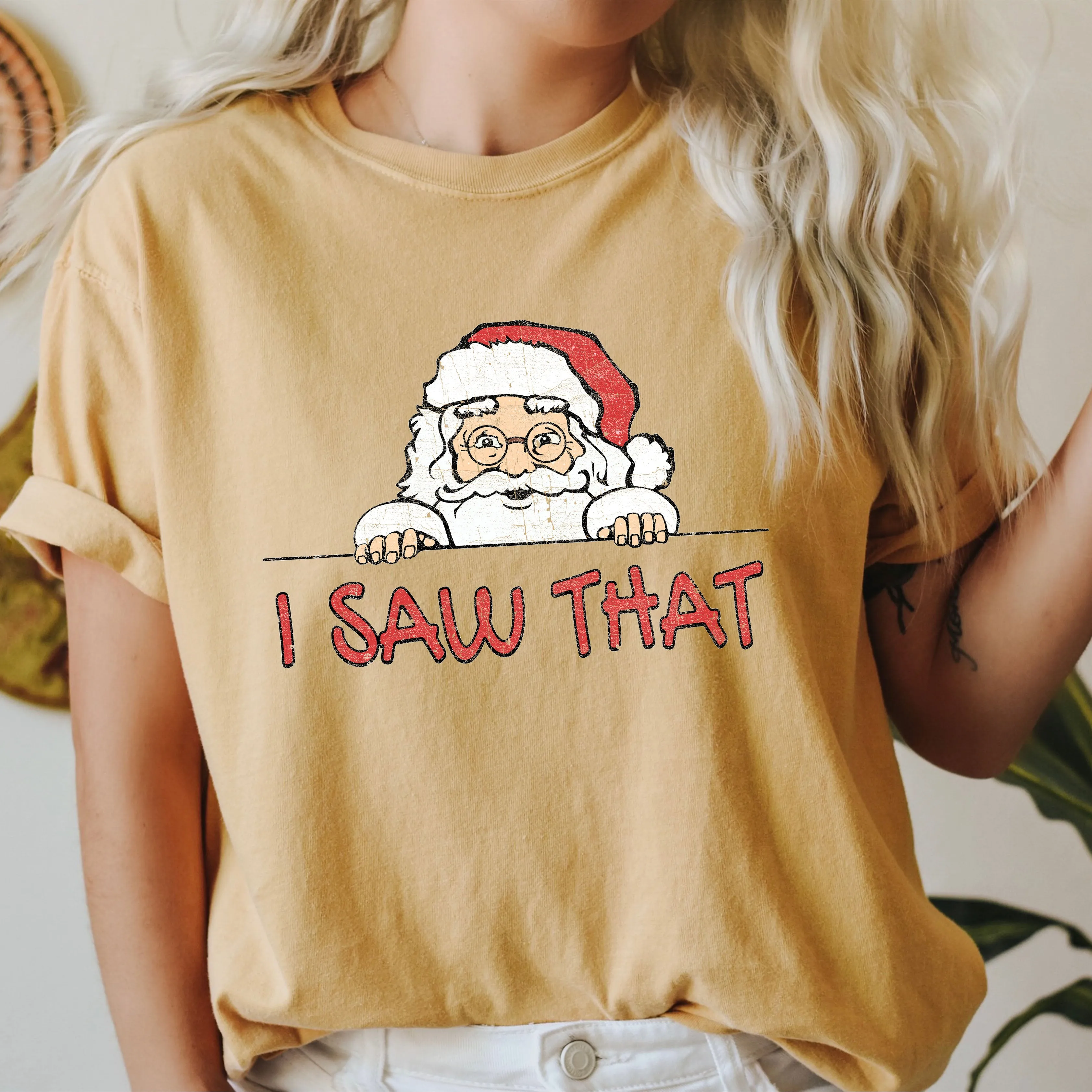 I Saw That Retro Santa Comfort Colors Tshirt, Vintage Christmas Santa Shirt sold by Refinery Number One product image thumbnail 2