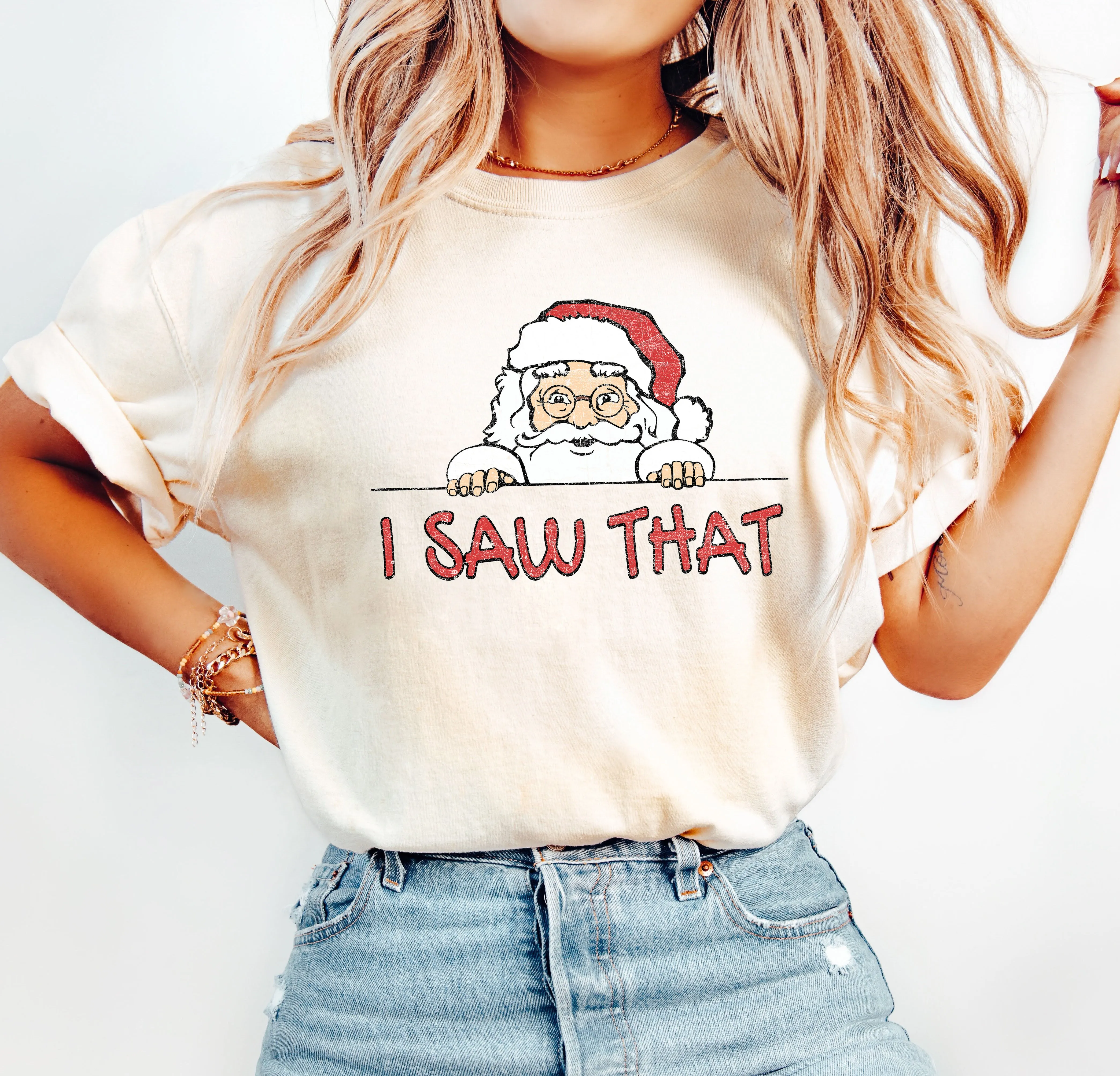 I Saw That Retro Santa Comfort Colors Tshirt, Vintage Christmas Santa Shirt sold by Refinery Number One