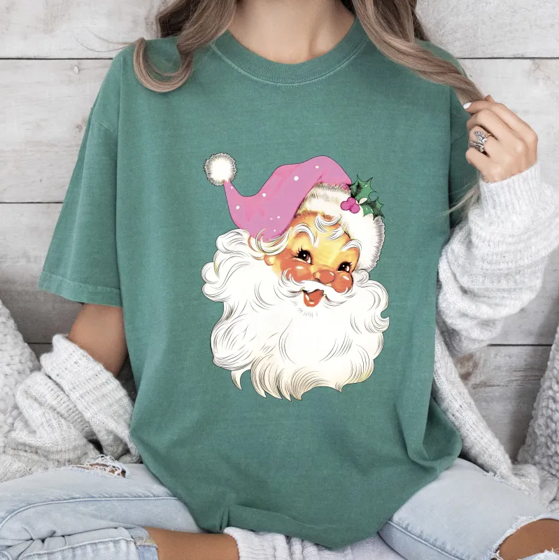 Retro Santa Pink Comfort Colors Tshirt, Vintage Santa Shirt sold by Refinery Number One