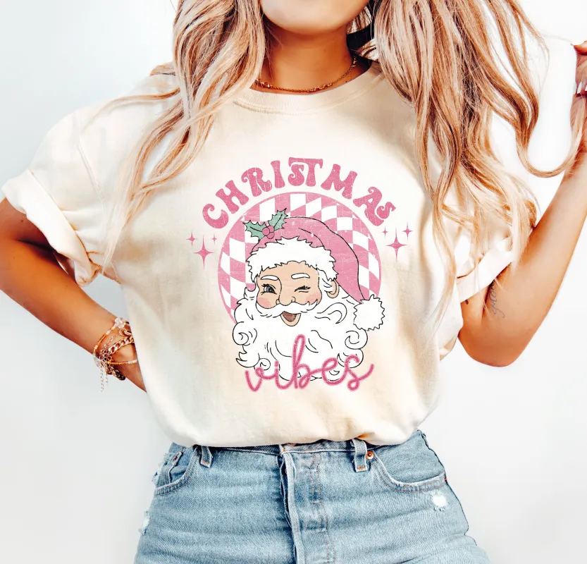 Vintage Christmas Vibes Santa Comfort Colors Tshirt, Retro Santa Shirt sold by Refinery Number One