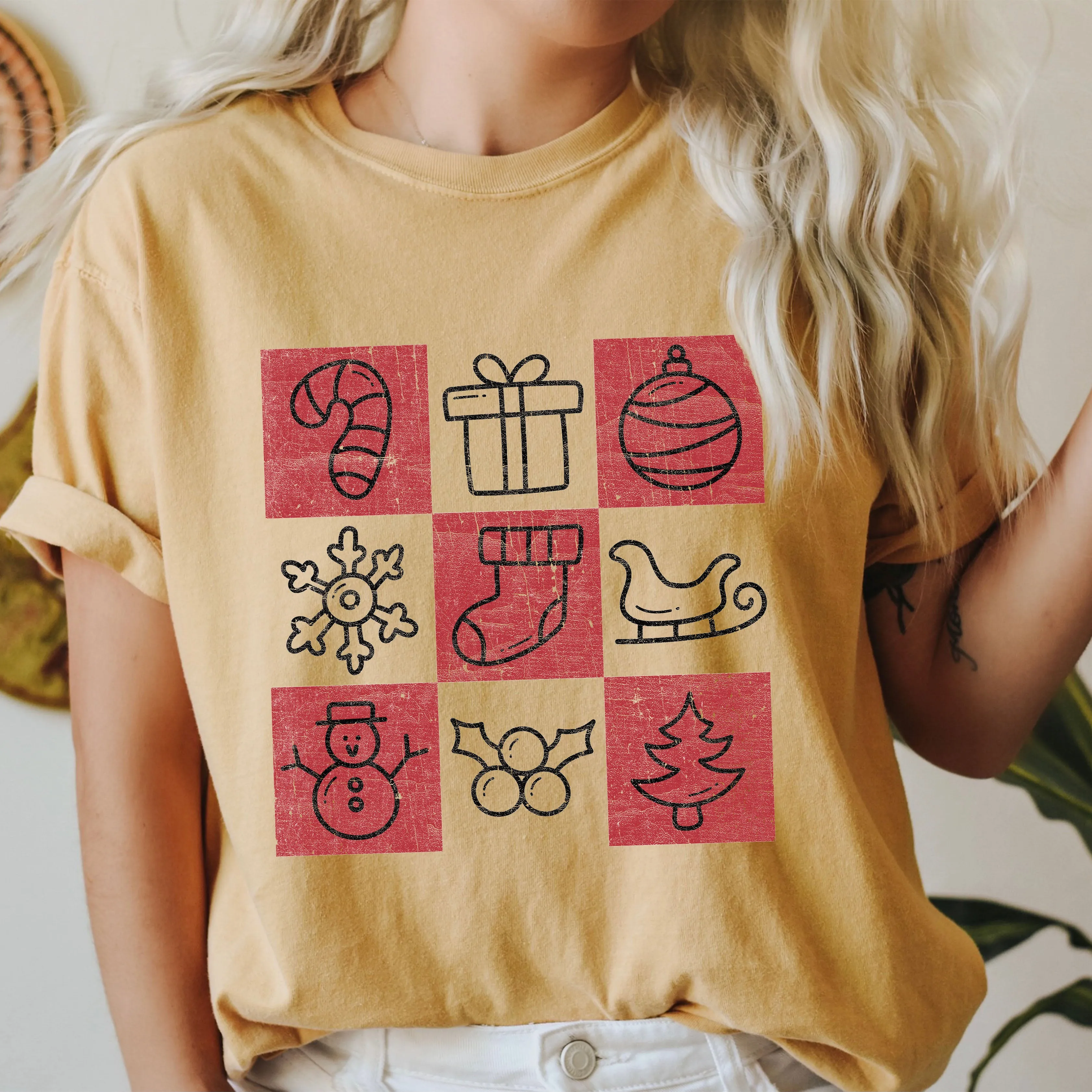 Vintage Christmas Icons Comfort Colors Tshirt, Retro Christmas Tee sold by Refinery Number One product image thumbnail 4