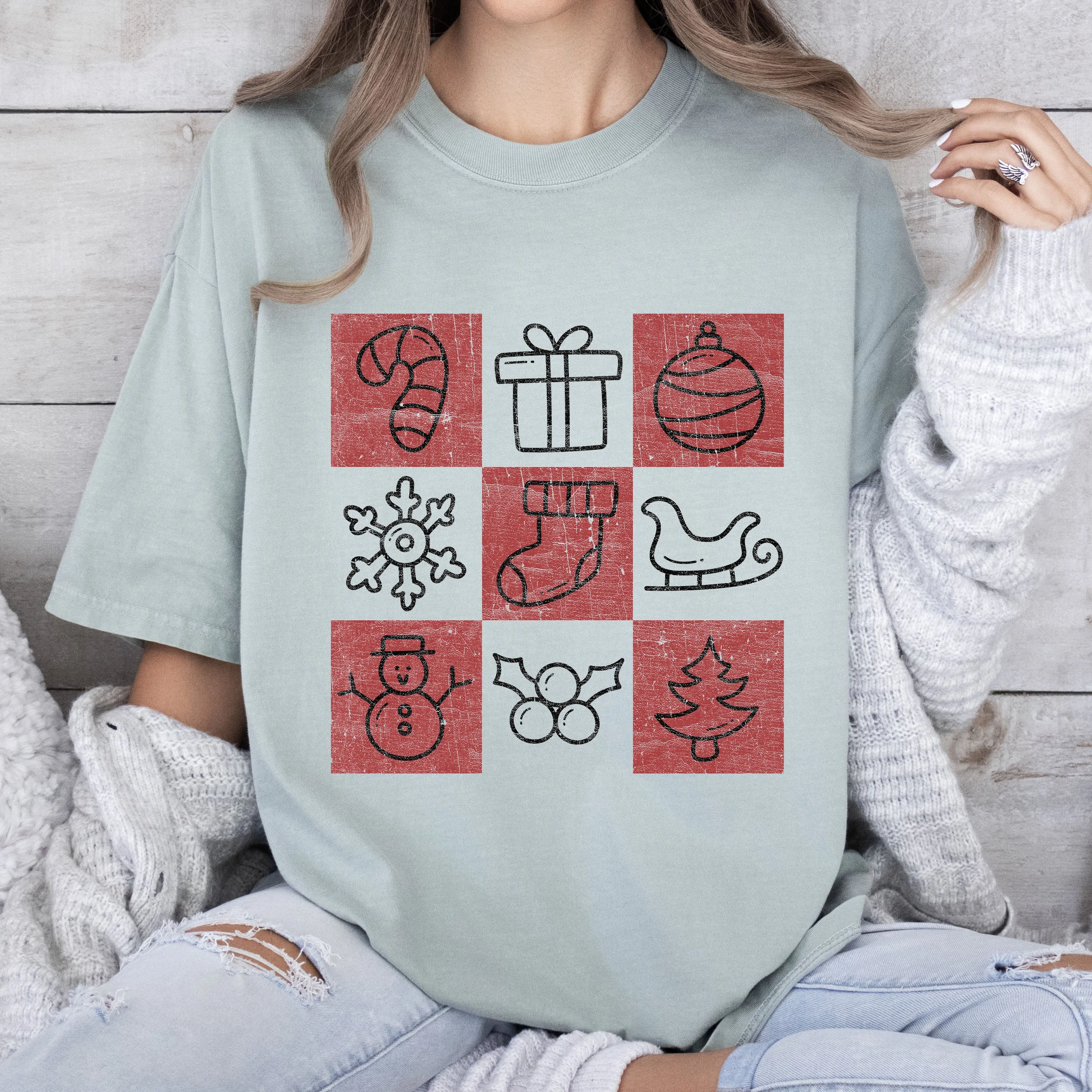 Vintage Christmas Icons Comfort Colors Tshirt, Retro Christmas Tee sold by Refinery Number One product image thumbnail 2