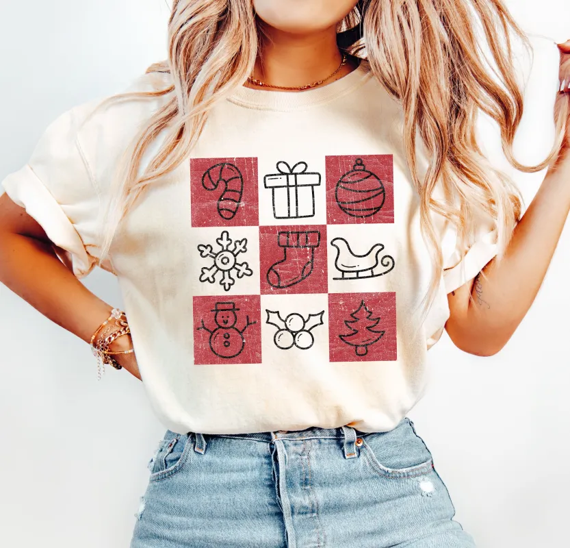 Vintage Christmas Icons Comfort Colors Tshirt, Retro Christmas Tee sold by Refinery Number One