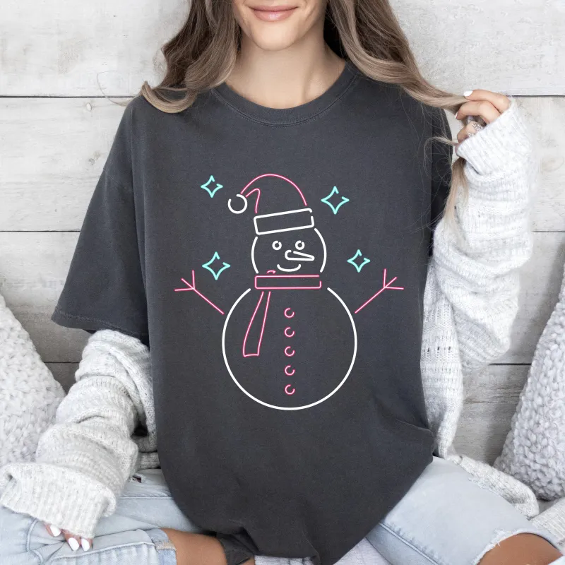 Cute Snowman Christmas Comfort Colors Tshirt, Vintage Christmas Tee sold by Refinery Number One