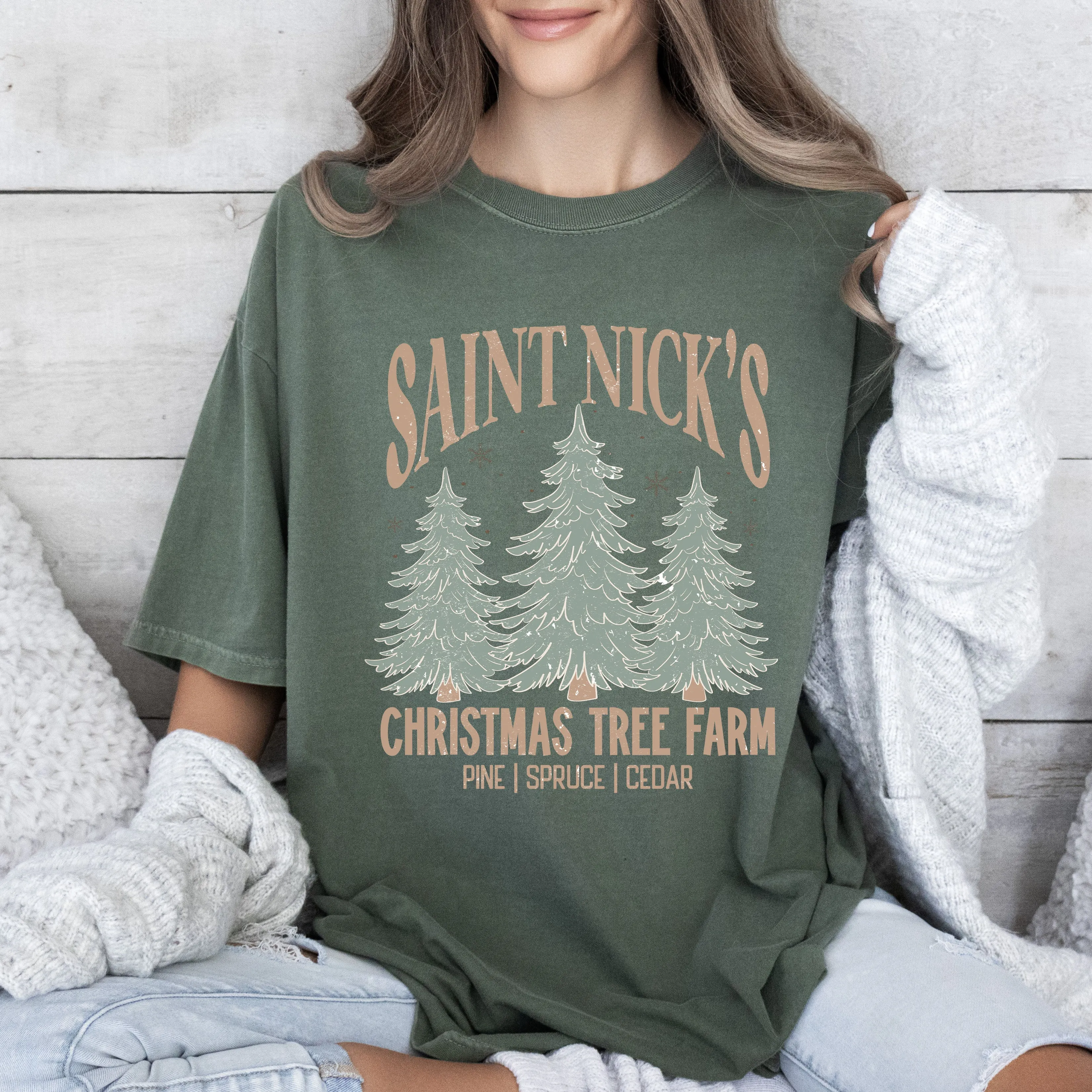 Saint Nick's Christmas Tree Farm Vintage Holiday Collection Classic Comfort Colors Tee sold by Refinery Number One product image thumbnail 5