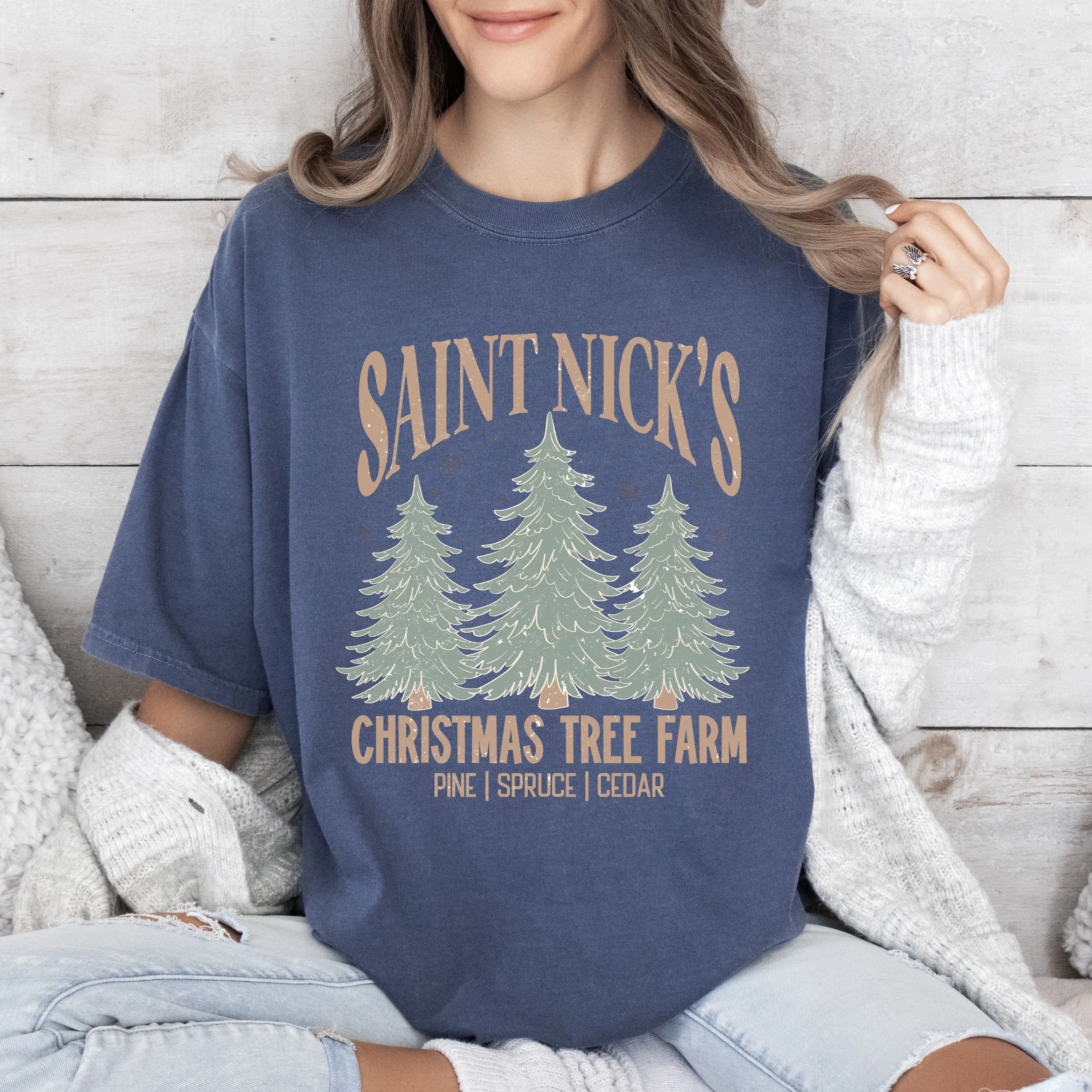Saint Nick's Christmas Tree Farm Vintage Holiday Collection Classic Comfort Colors Tee sold by Refinery Number One product image thumbnail 3