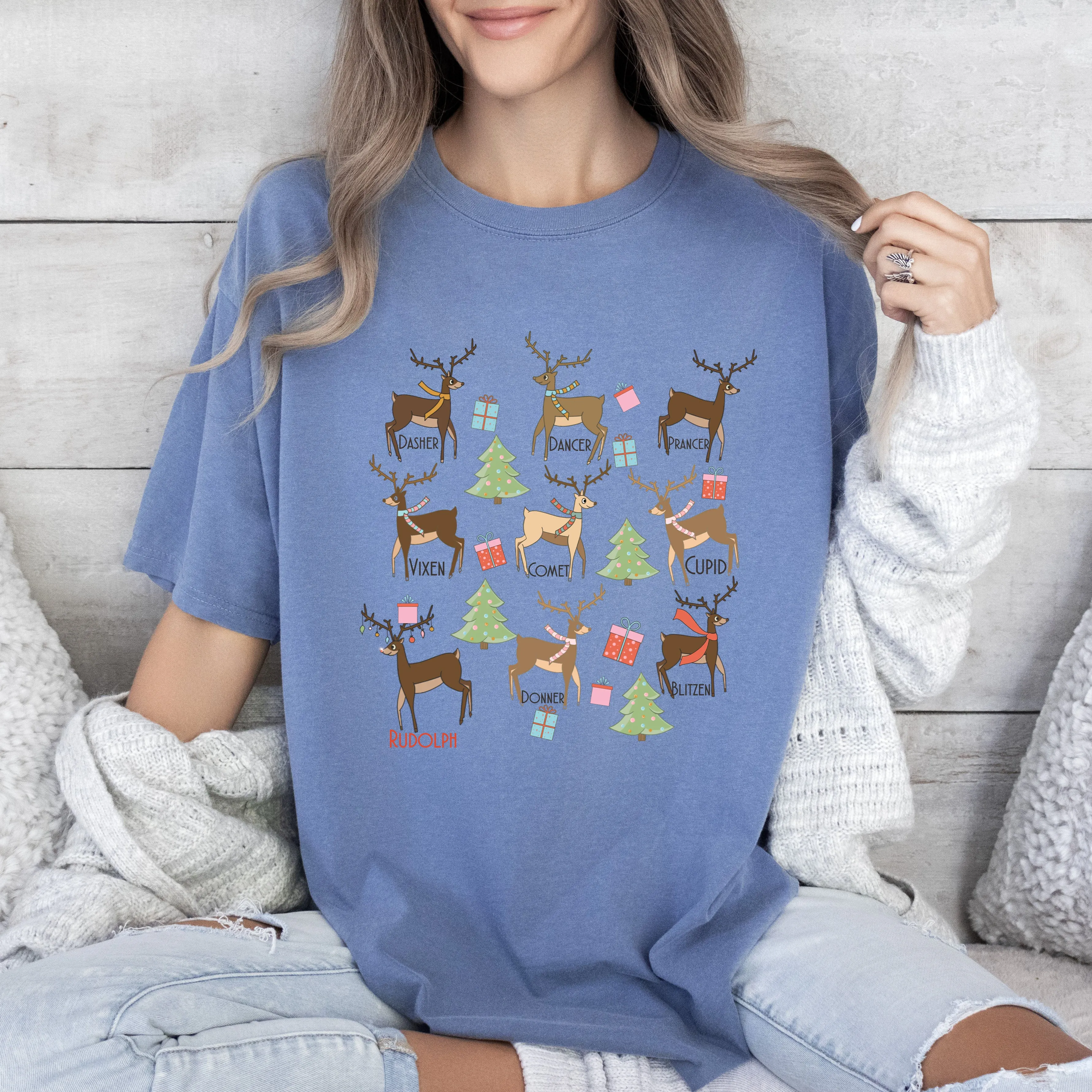 Vintage Reindeers Comfort Colors Tshirt, Vintage Christmas Tee sold by Refinery Number One product image thumbnail 4