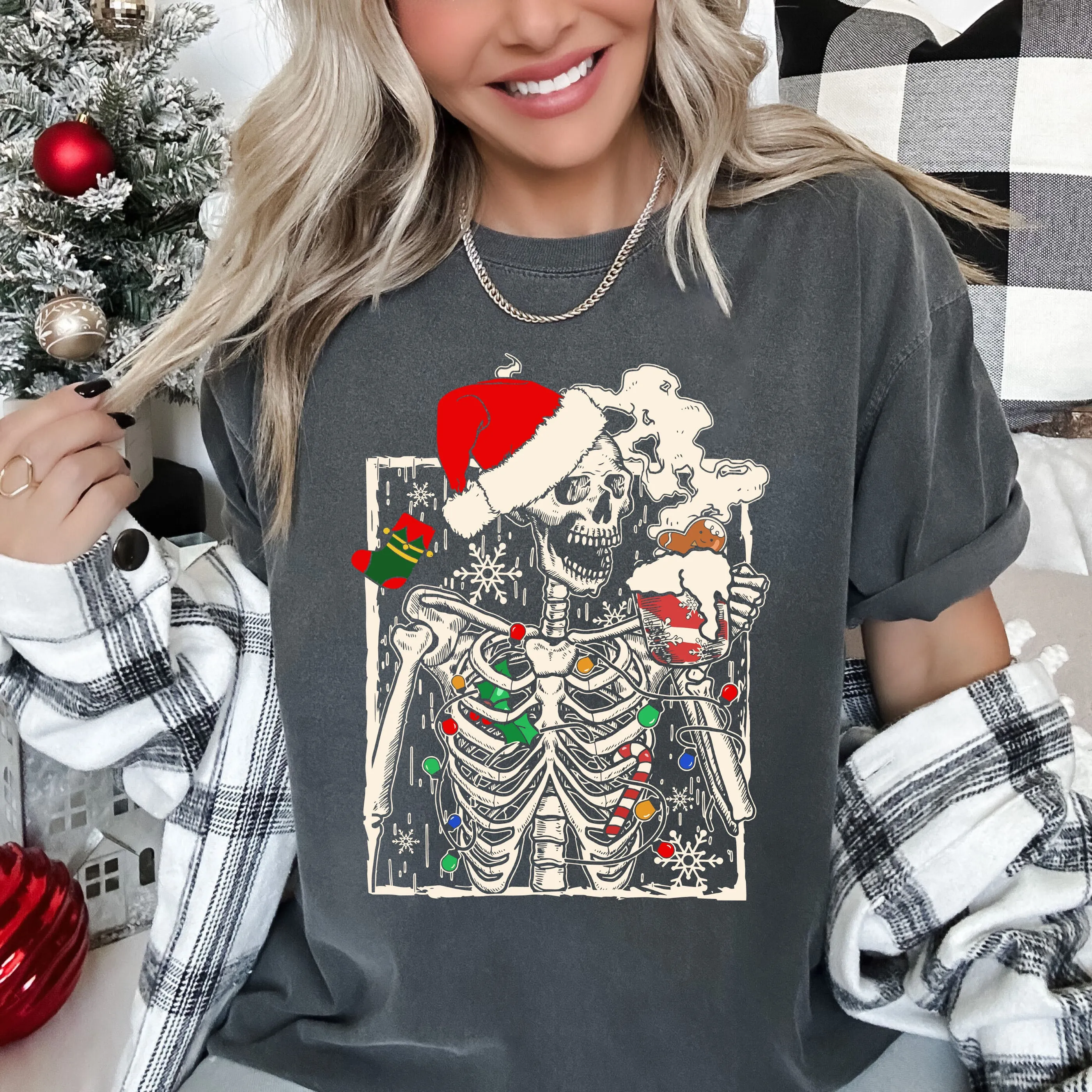 Funny Skeleton Christmas Coffee Comfort Colors Tee, Vintage Classic Christmas Tshirt sold by Refinery Number One