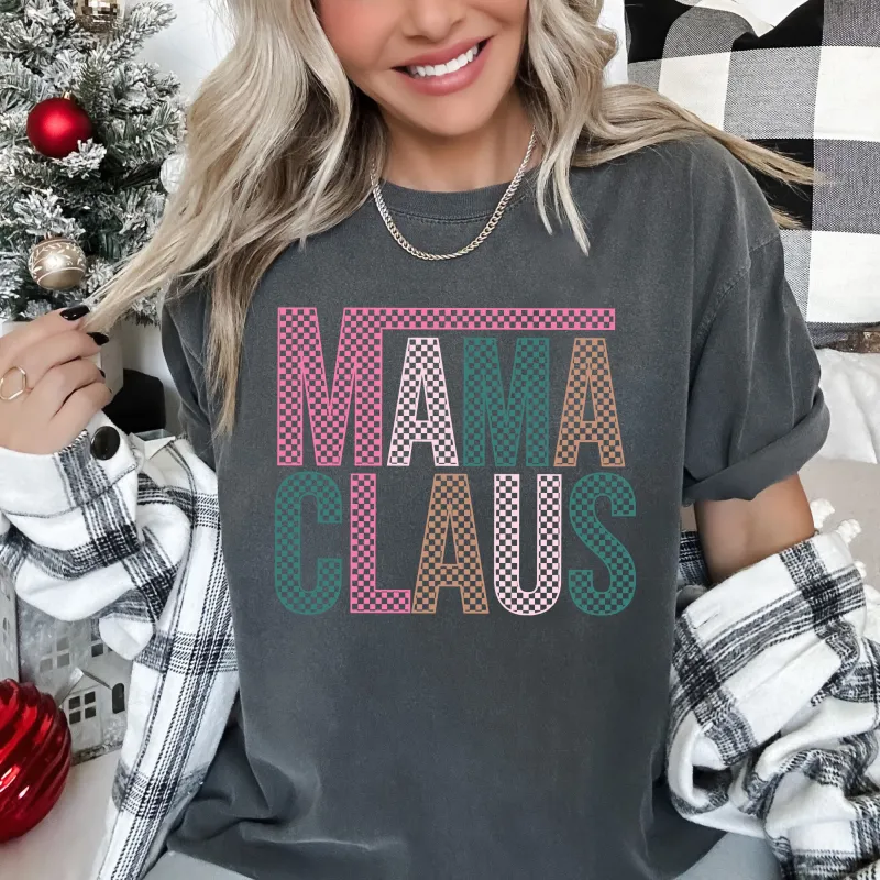 Mama Claus Retro Christmas Comfort Colors Tee, Vintage Classic Christmas Tshirt made by Refinery Number One