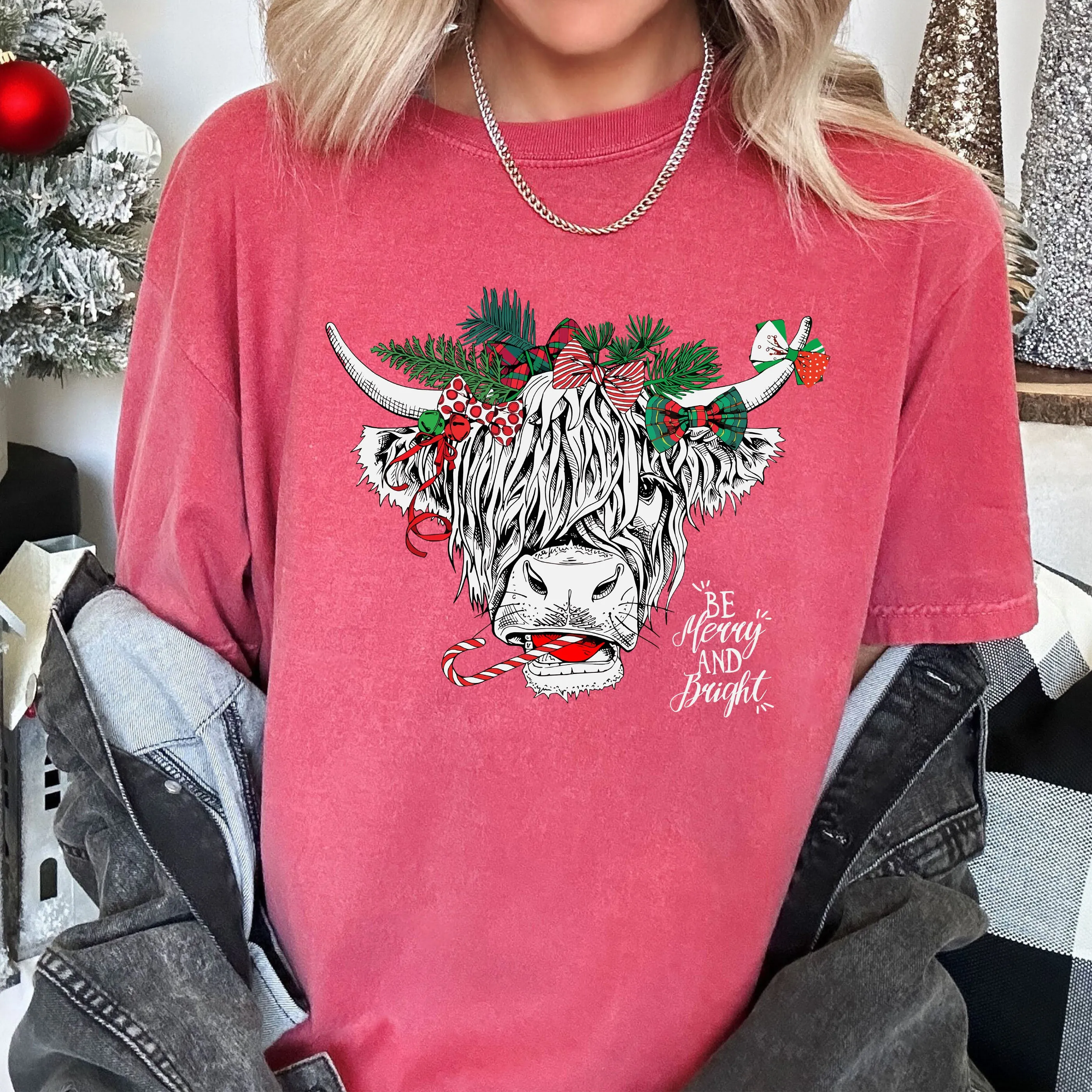 Christmas Cow Comfort Colors Tee, Vintage Classic Christmas Tshirt sold by Refinery Number One product image thumbnail 4