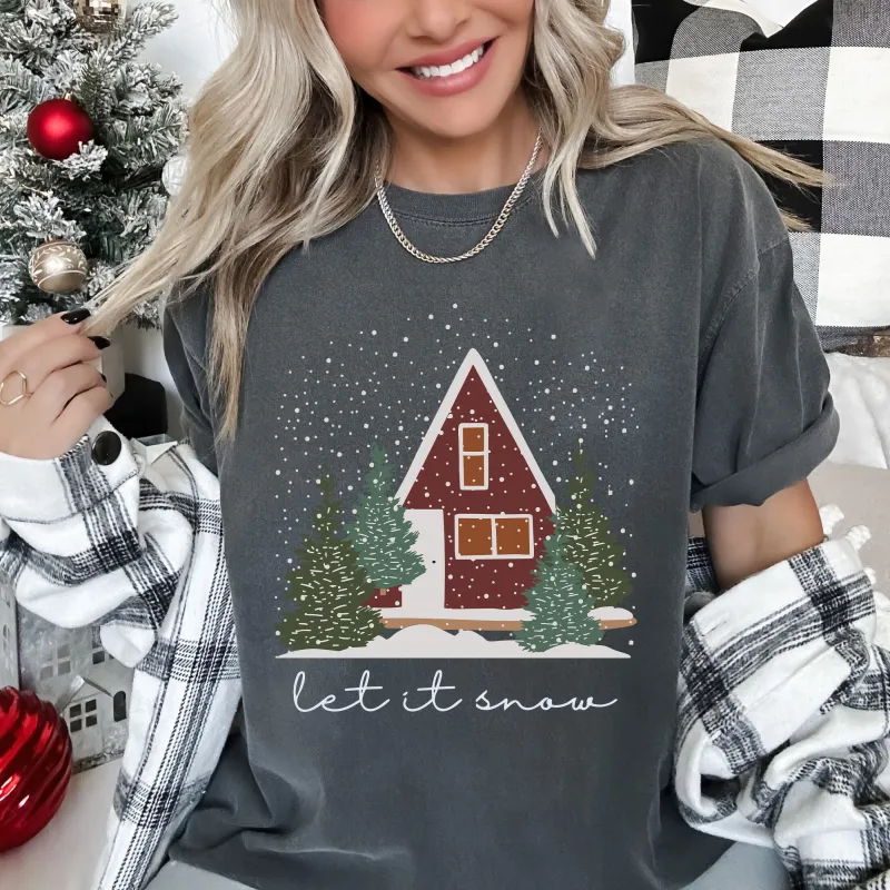 Let It Snow Christmas Home Comfort Colors Tee, Vintage Classic Christmas Tshirt sold by Refinery Number One