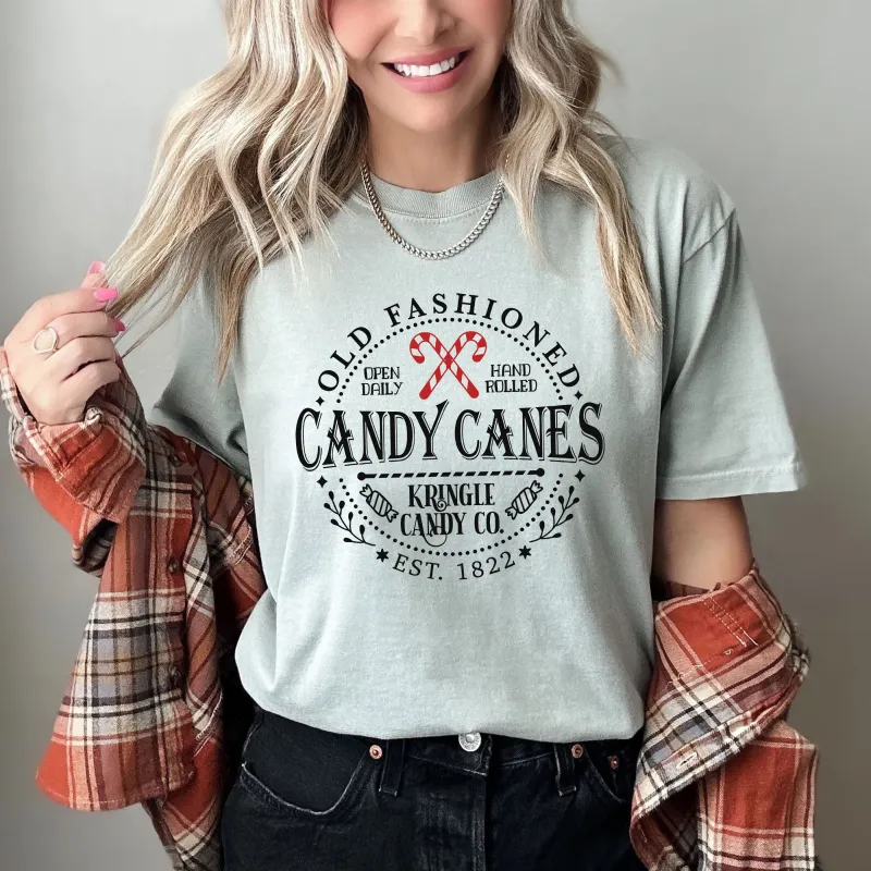 Old Fashioned Candy Canes Comfort Colors Tee, Vintage Classic Christmas Tshirt sold by Refinery Number One