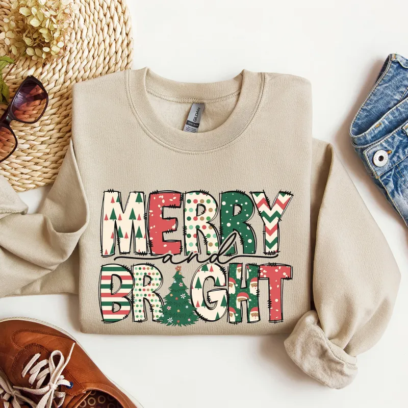 Merry And Bright, Trend, Gorgeous Christmas Sweatshirt sold by Refinery Number One