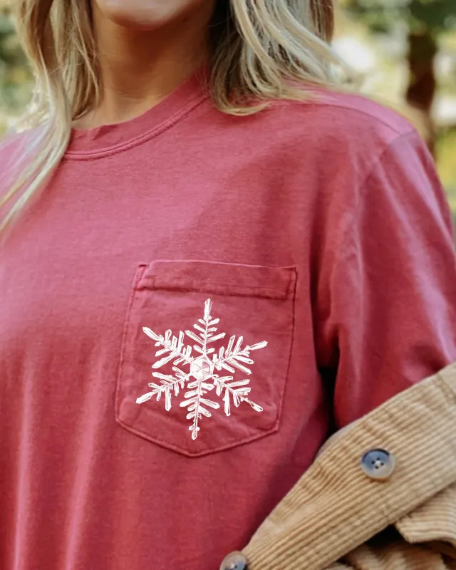 Snowflake, Pocket, Christmas, Winter, Santa, Snow, Xmas Pocket Tee Comfort Colors T-Shirt sold by Refinery Number One