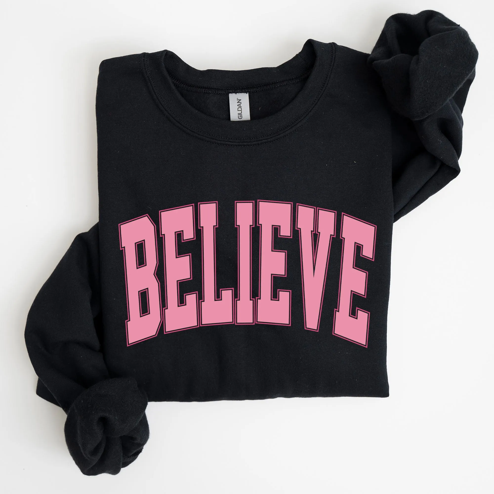 Believe, Varsity, Collegiate, Christmas, Santa, Winter, Xmas Sweatshirt sold by Refinery Number One product image thumbnail 3