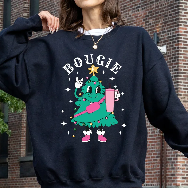 Bougie Christmas Tree, Santa, Winter, Snow, Xmas Sweatshirt sold by Refinery Number One