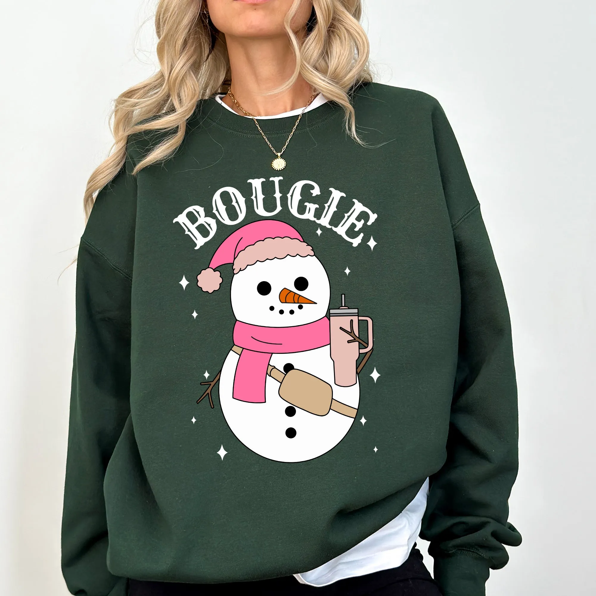 Bougie Snowman Christmas Santa Winter Snow Xmas Holiday Cheer Festive Cozy Classic Sweatshirt sold by Refinery Number One product image thumbnail 2