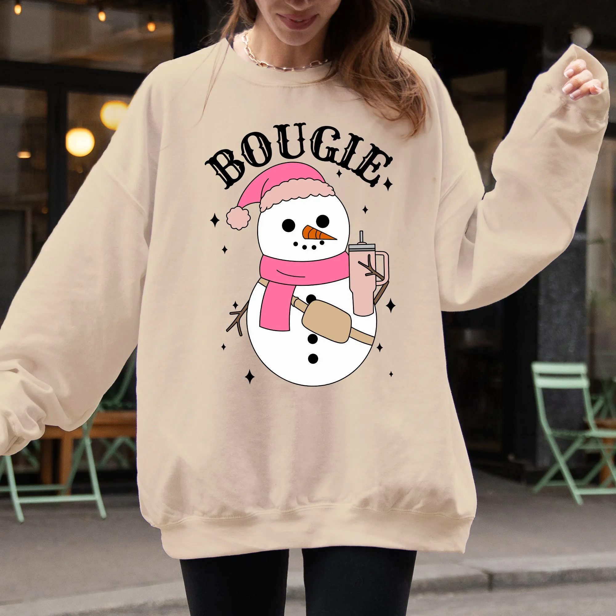 Bougie Snowman Christmas Santa Winter Snow Xmas Holiday Cheer Festive Cozy Classic Sweatshirt sold by Refinery Number One product image thumbnail 3