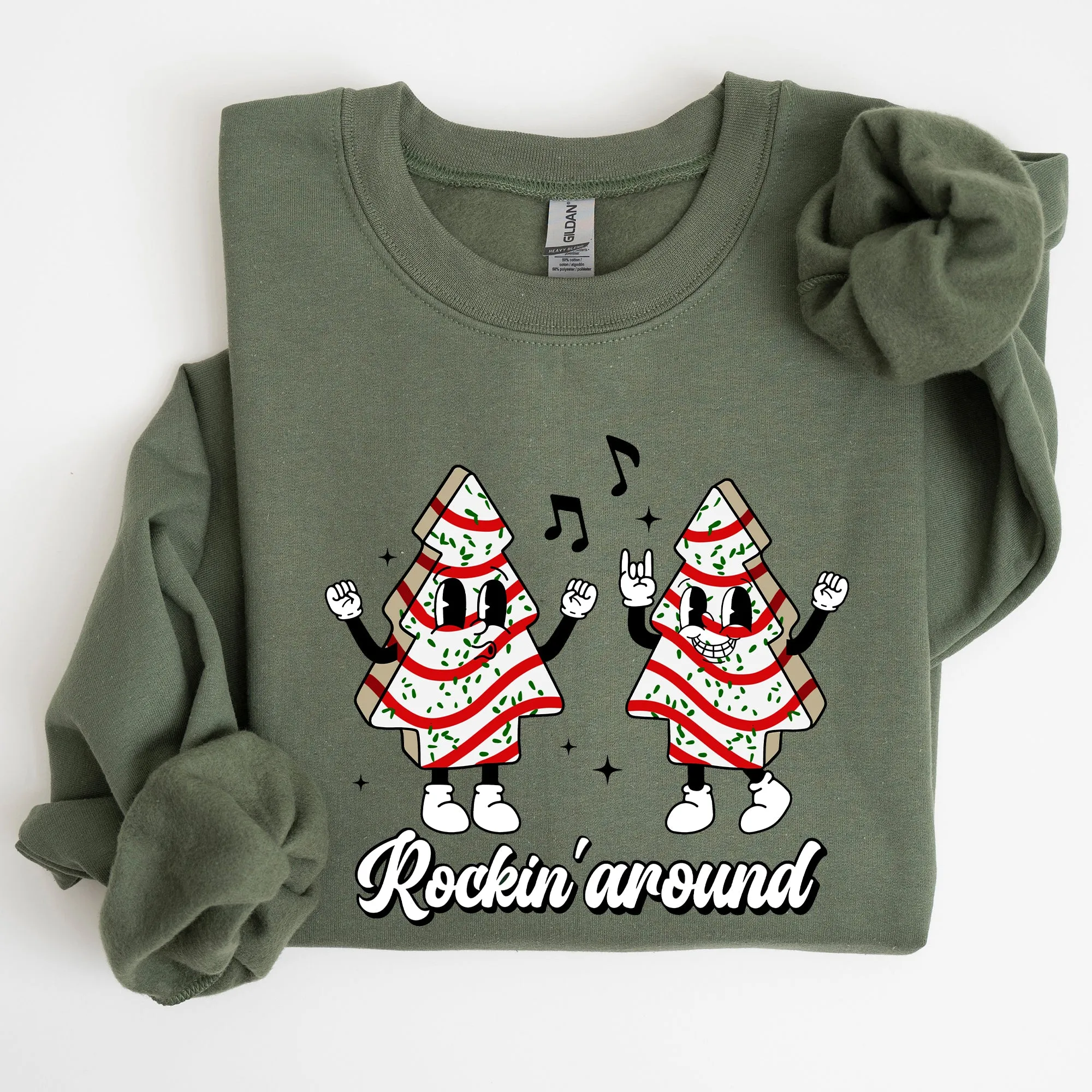 Christmas Cakes, Rockin Around, Pocket, Carols, Santa, Snow, Winter, Xmas Sweatshirt sold by Refinery Number One product image thumbnail 4