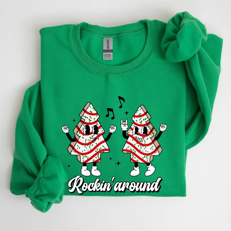 Christmas Cakes, Rockin Around, Pocket, Carols, Santa, Snow, Winter, Xmas Sweatshirt sold by Refinery Number One