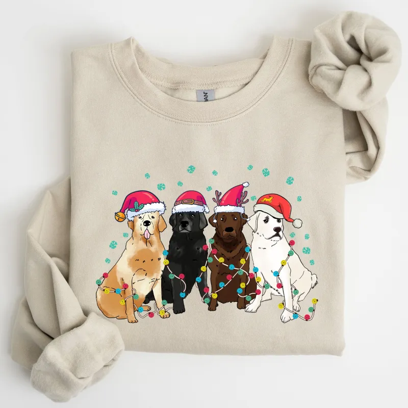 Christmas Dogs, Puppies, Dog Lovers, Santa, Winter, Snow, Xmas Sweatshirt sold by Refinery Number One