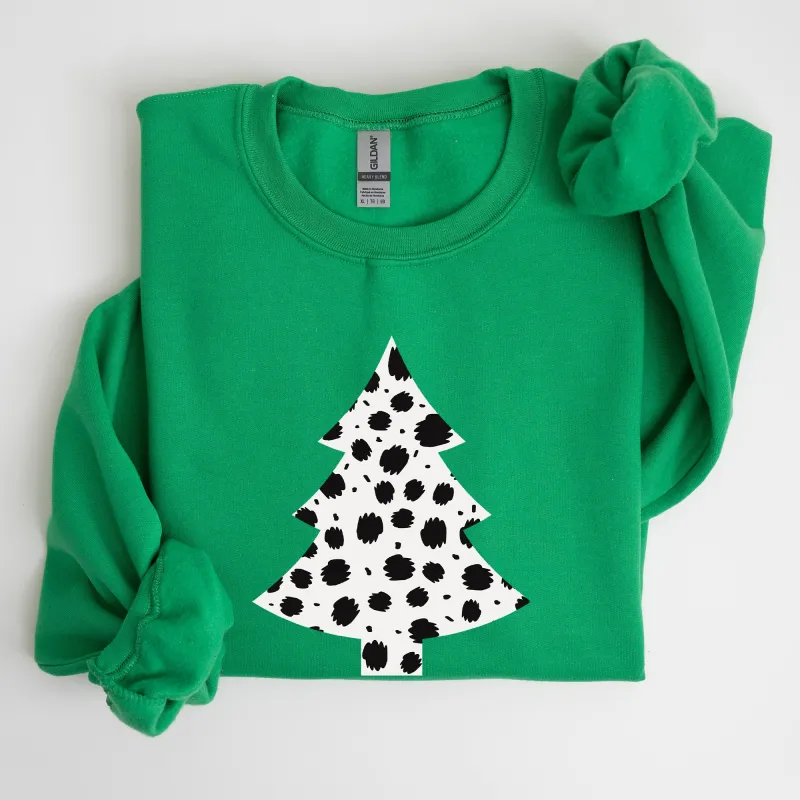 Christmas Tree, Dalmatian, Animal Print, Winter, Xmas, Santa Sweatshirt sold by Refinery Number One